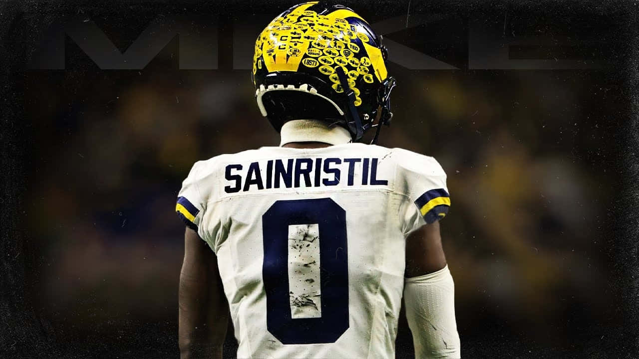 Mike Sainristil, number zero, white jersey, HD Desktop Wallpaper