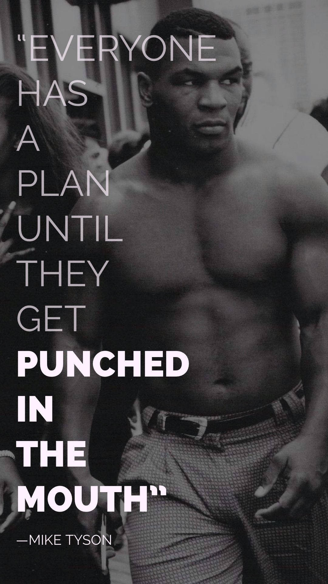 Mike Tyson, black and white photo, shirtless, Full HD Phone Wallpaper