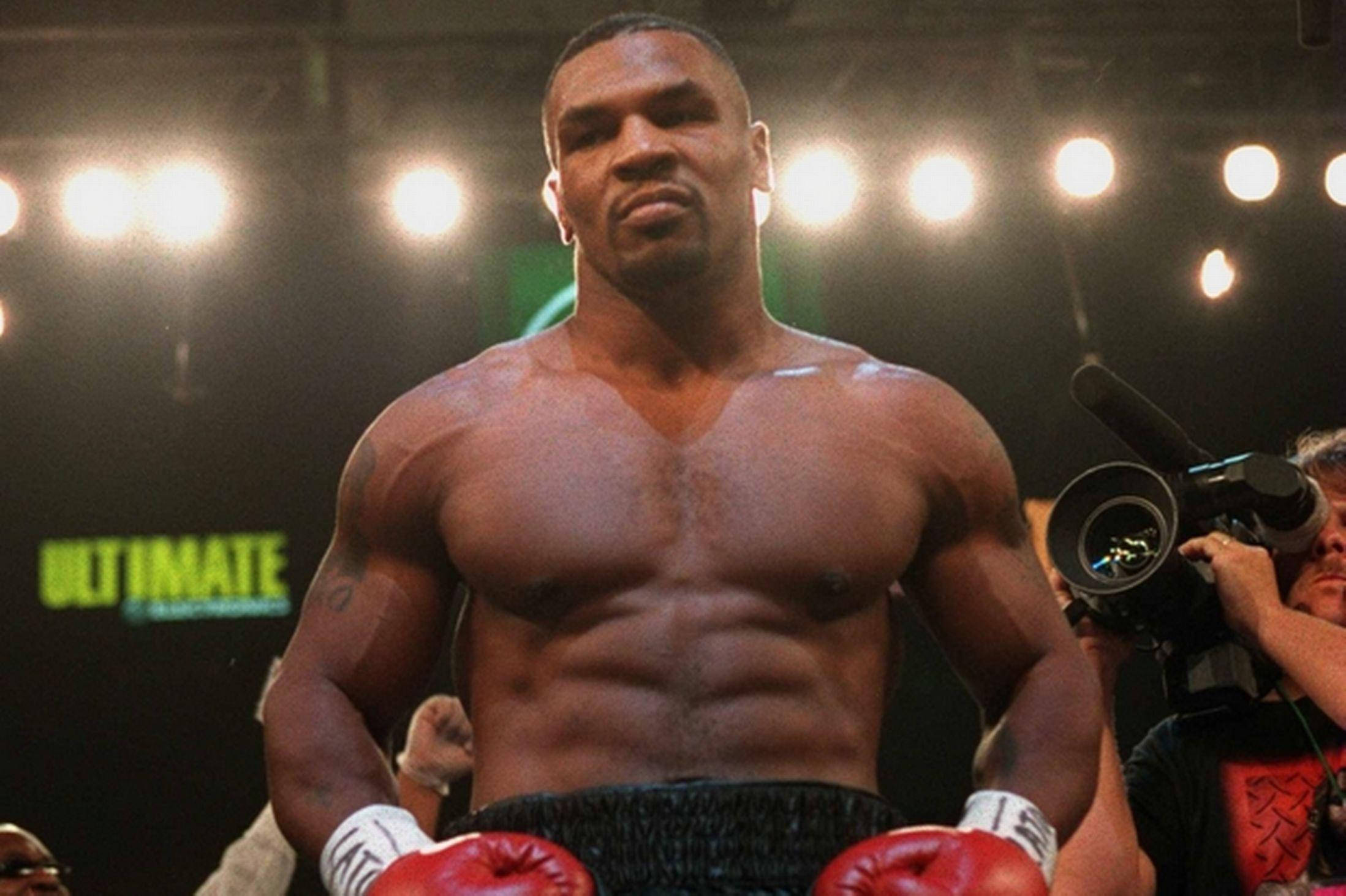 Mike Tyson, ring, bright arena lights, Full HD Desktop Wallpaper