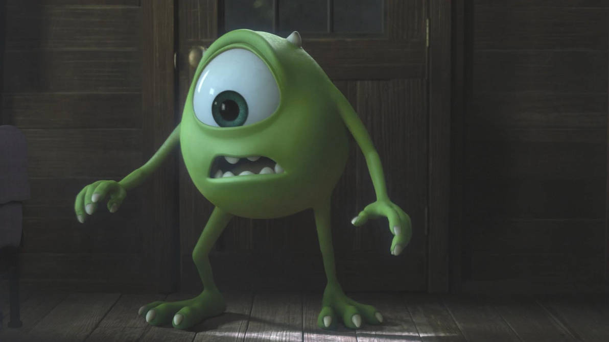 Mike Wazowski, cabin scene, green, SD Desktop Wallpaper