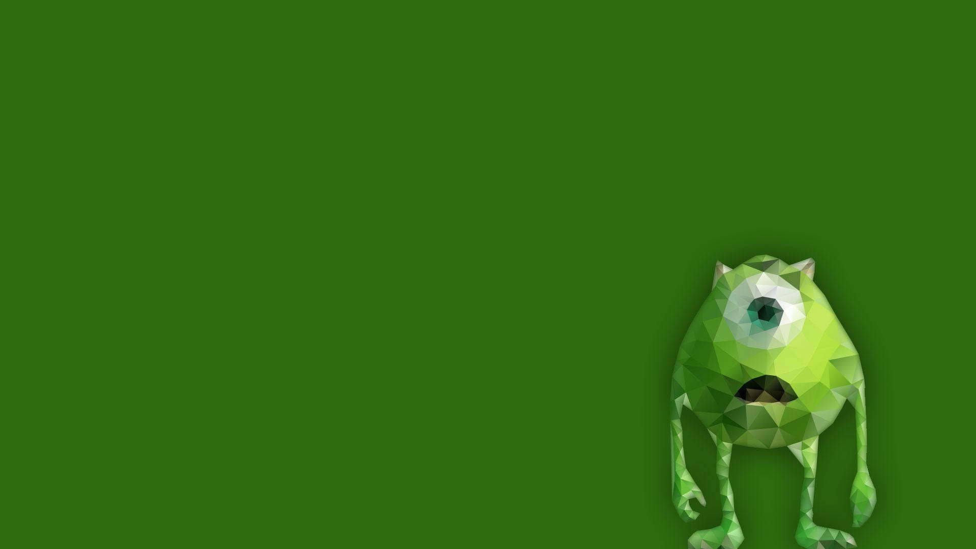 Mike Wazowski, green, one eye, Full HD Desktop Wallpaper