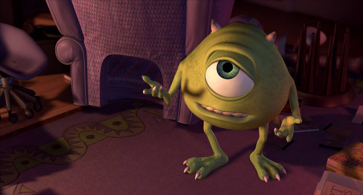 Mike Wazowski, green monster, horns, SD Desktop Wallpaper