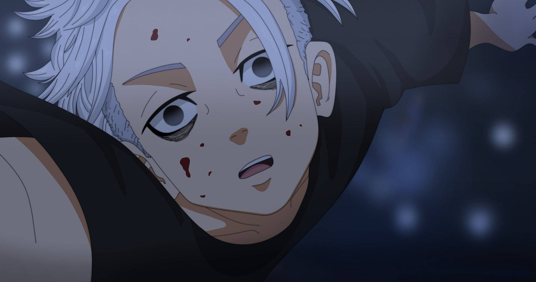 Mikey Bonten, white hair, blood on his face, Full HD Desktop Wallpaper