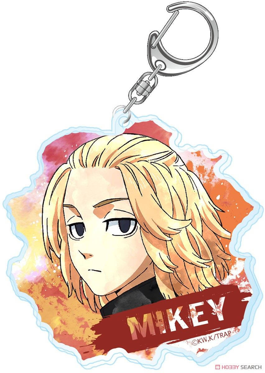 Mikey Bonten, blonde-haired character, fiery orange and red watercolor background, SD Phone Wallpaper