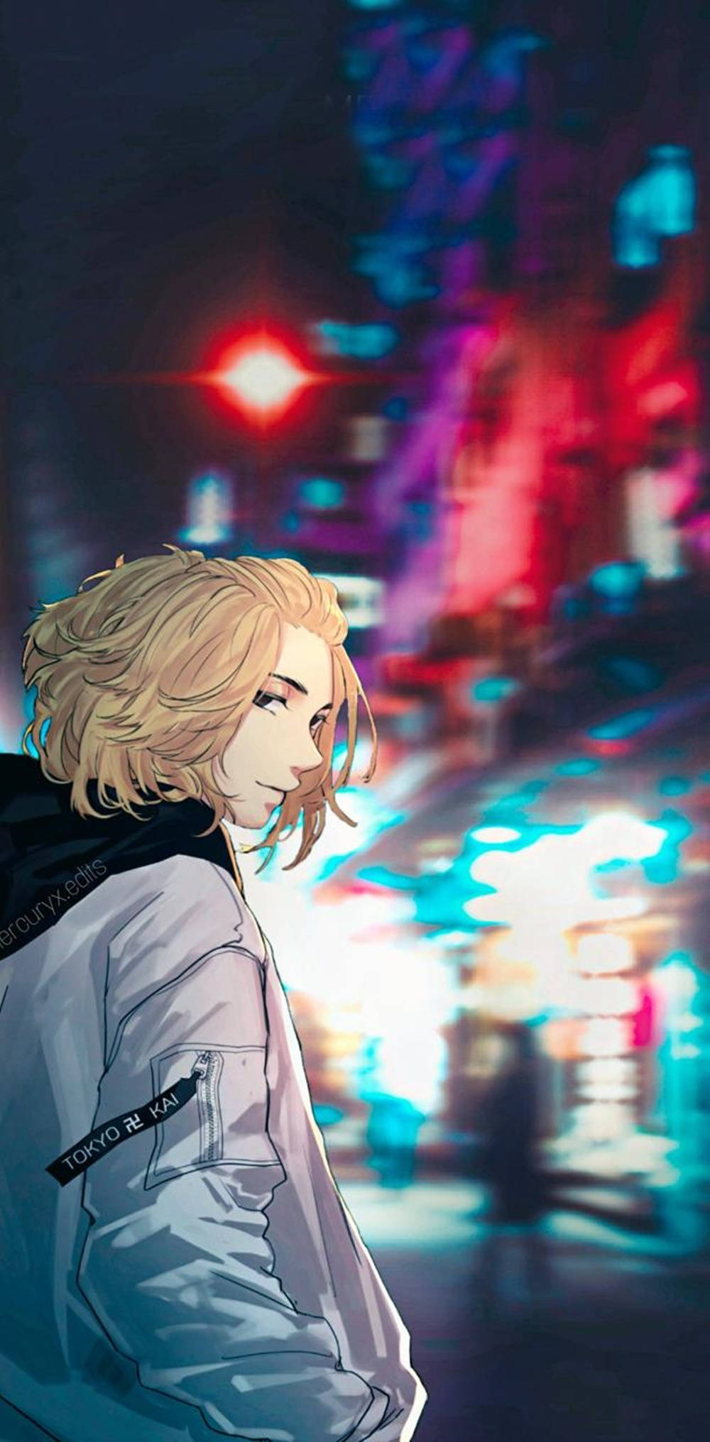 Mikey Bonten, blonde anime character, grey jacket, Full HD Phone Wallpaper