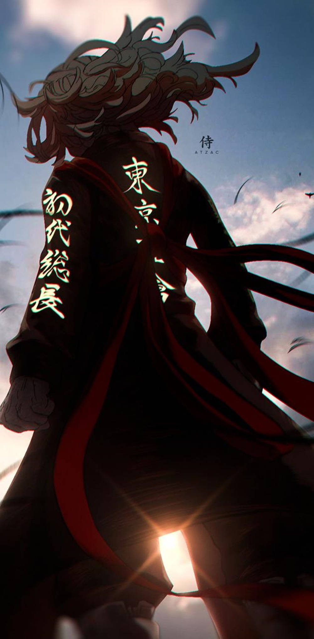 Mikey Bonten, glowing kanji, cloak, Full HD Phone Wallpaper