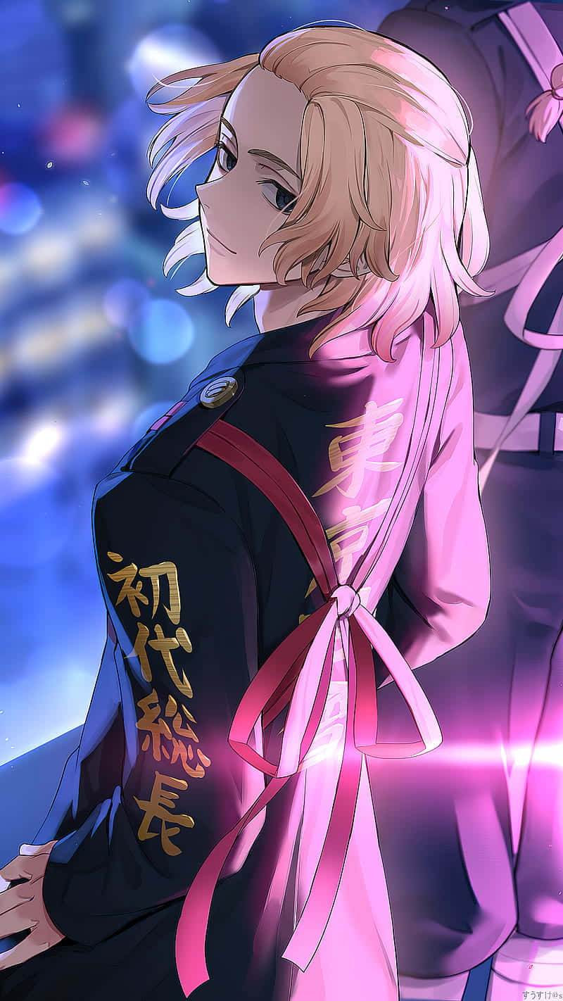Mikey, Tokyo Revengers, pink light, HD Phone Wallpaper