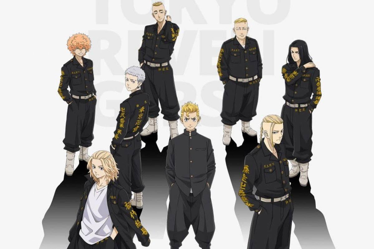 Mikey Tokyo Revengers, black uniforms, gold lettering, SD Desktop Wallpaper