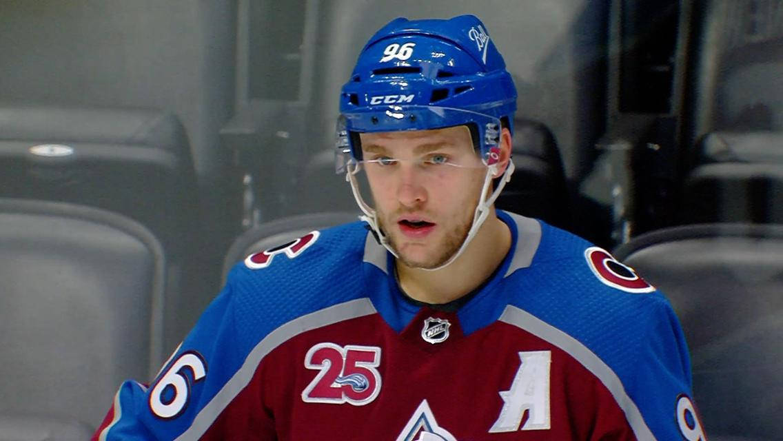 Mikko Rantanen, blue and maroon jersey, number 25, SD Desktop Wallpaper