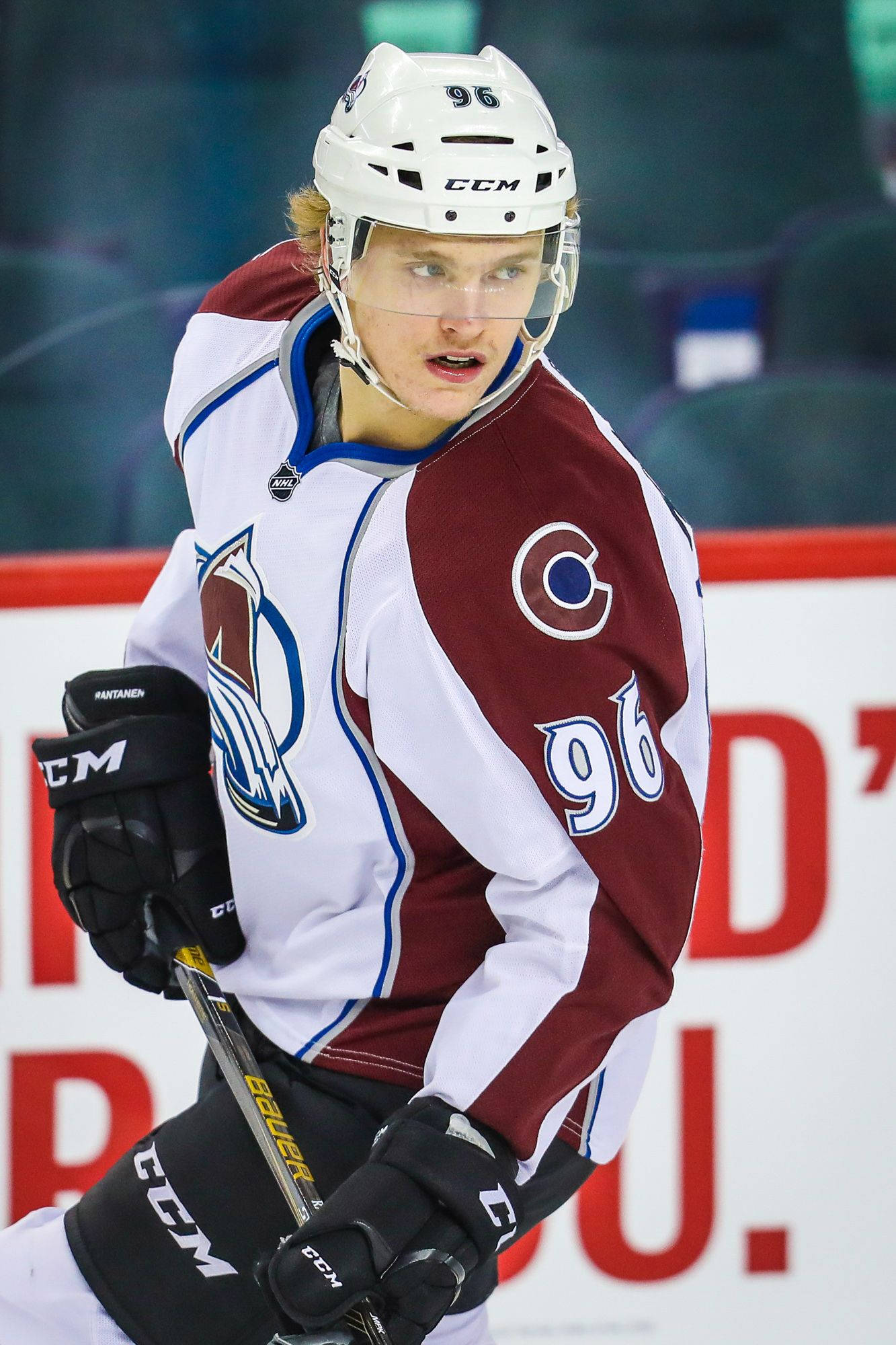 Mikko Rantanen, maroon and white uniform, number 96, Full HD Phone Wallpaper