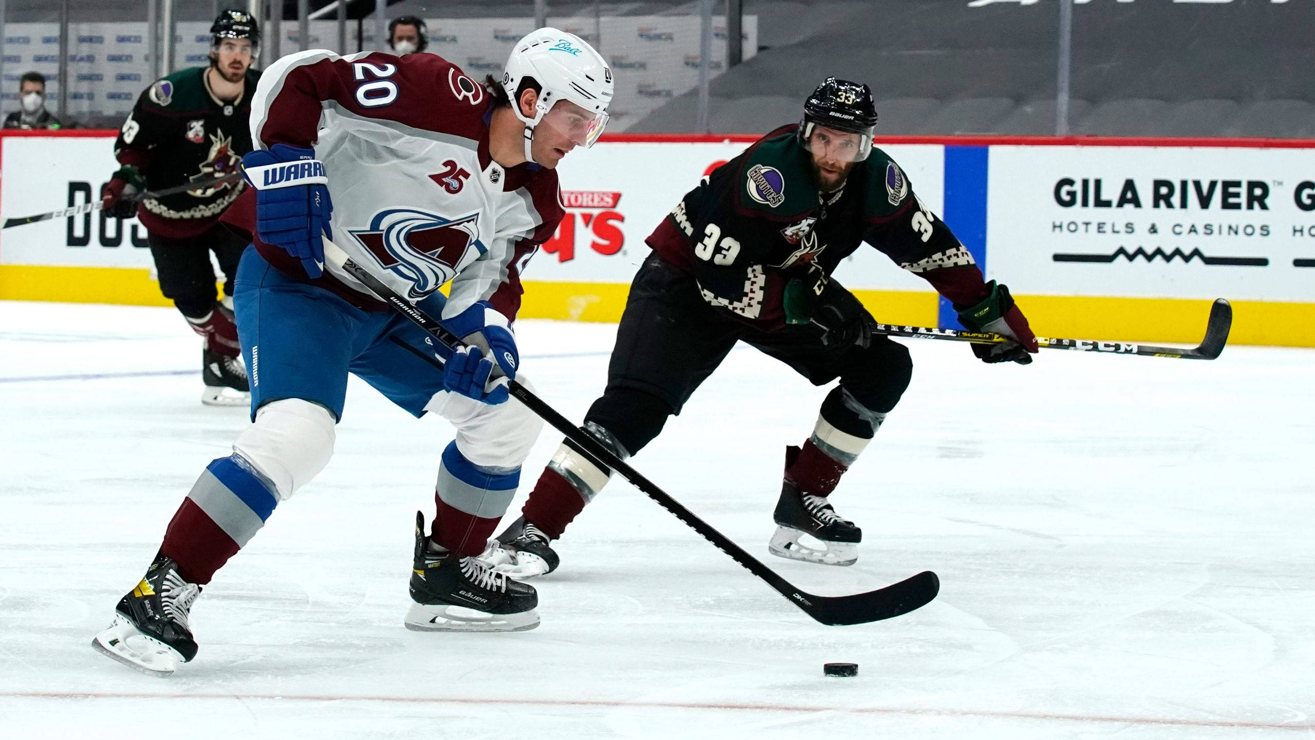 Mikko Rantanen, hockey puck, ice rink, 2K Desktop Wallpaper
