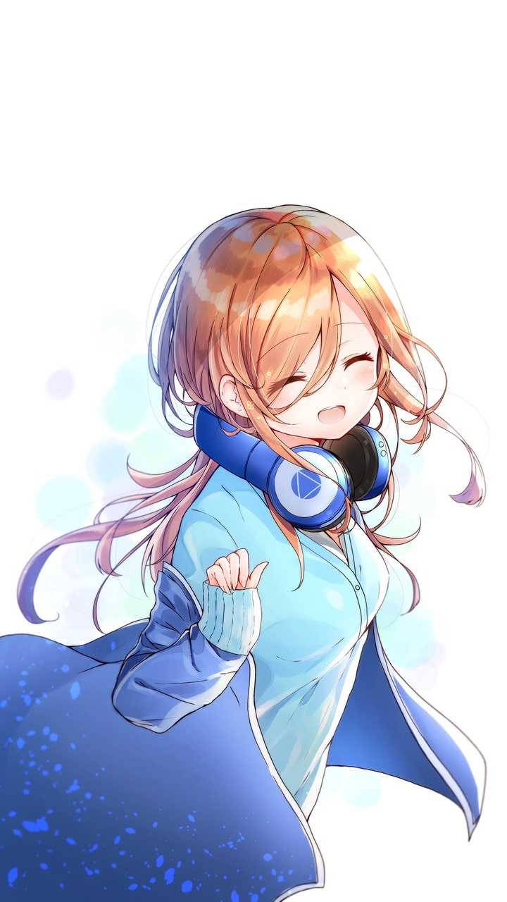 Miku Nakano, orange hair, blue headphones, HD Phone Wallpaper
