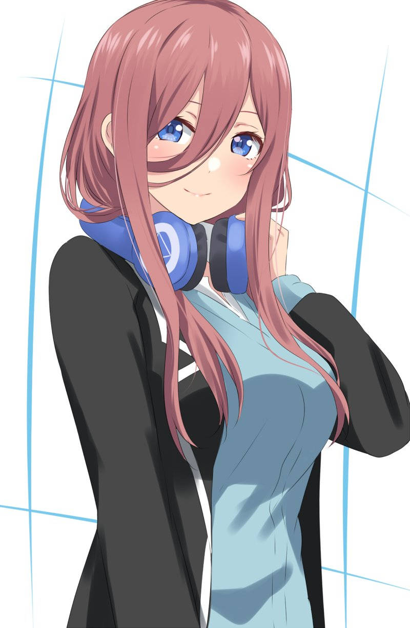 Miku Nakano, pink hair, blue eyes, SD Phone Wallpaper