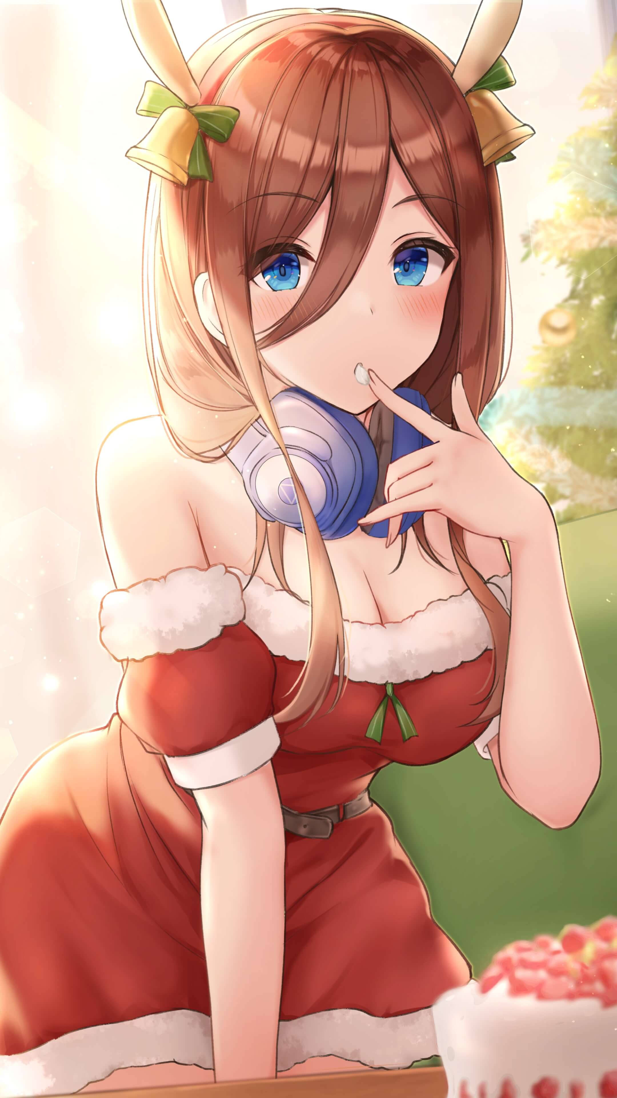 Miku Nakano, Christmas outfit, bunny ears, 4K Phone Wallpaper