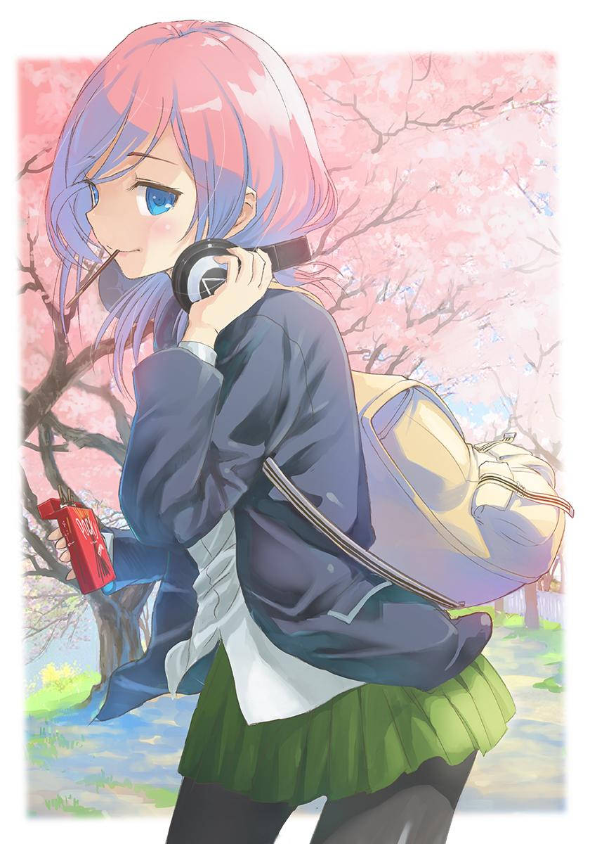 Miku Nakano, school girl, pink and blue hair, SD Phone Wallpaper