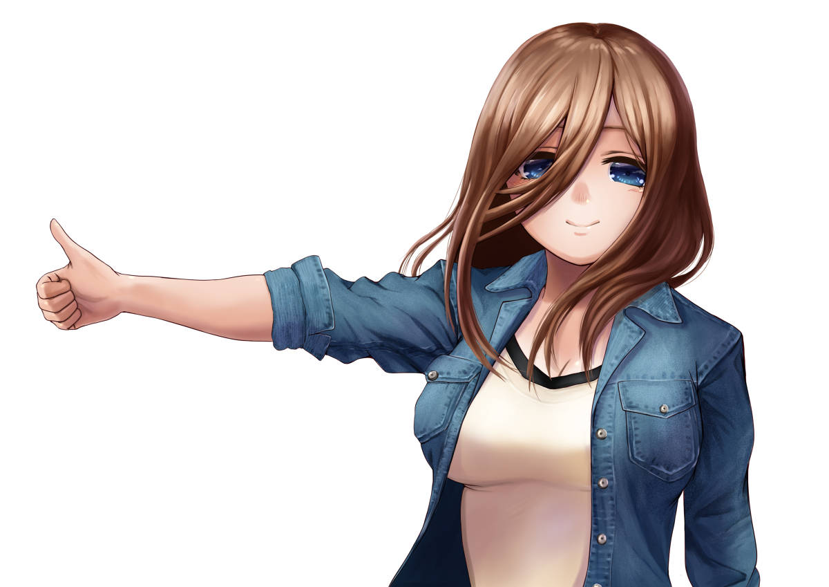 Miku Nakano, brown hair, blue eyes, SD Desktop Wallpaper