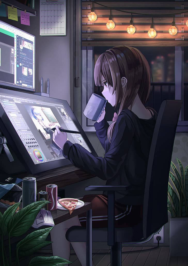 Miku Nakano, anime girl, brown hair, SD Phone Wallpaper