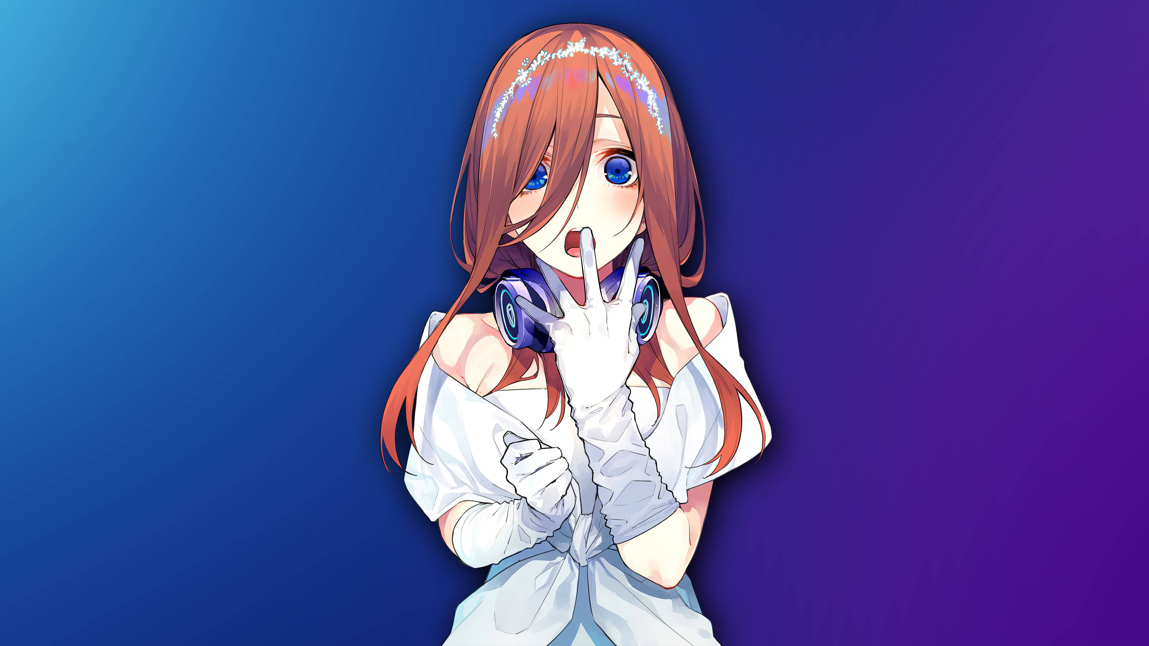 Miku Nakano, red hair, blue eyes, 4K Desktop Wallpaper