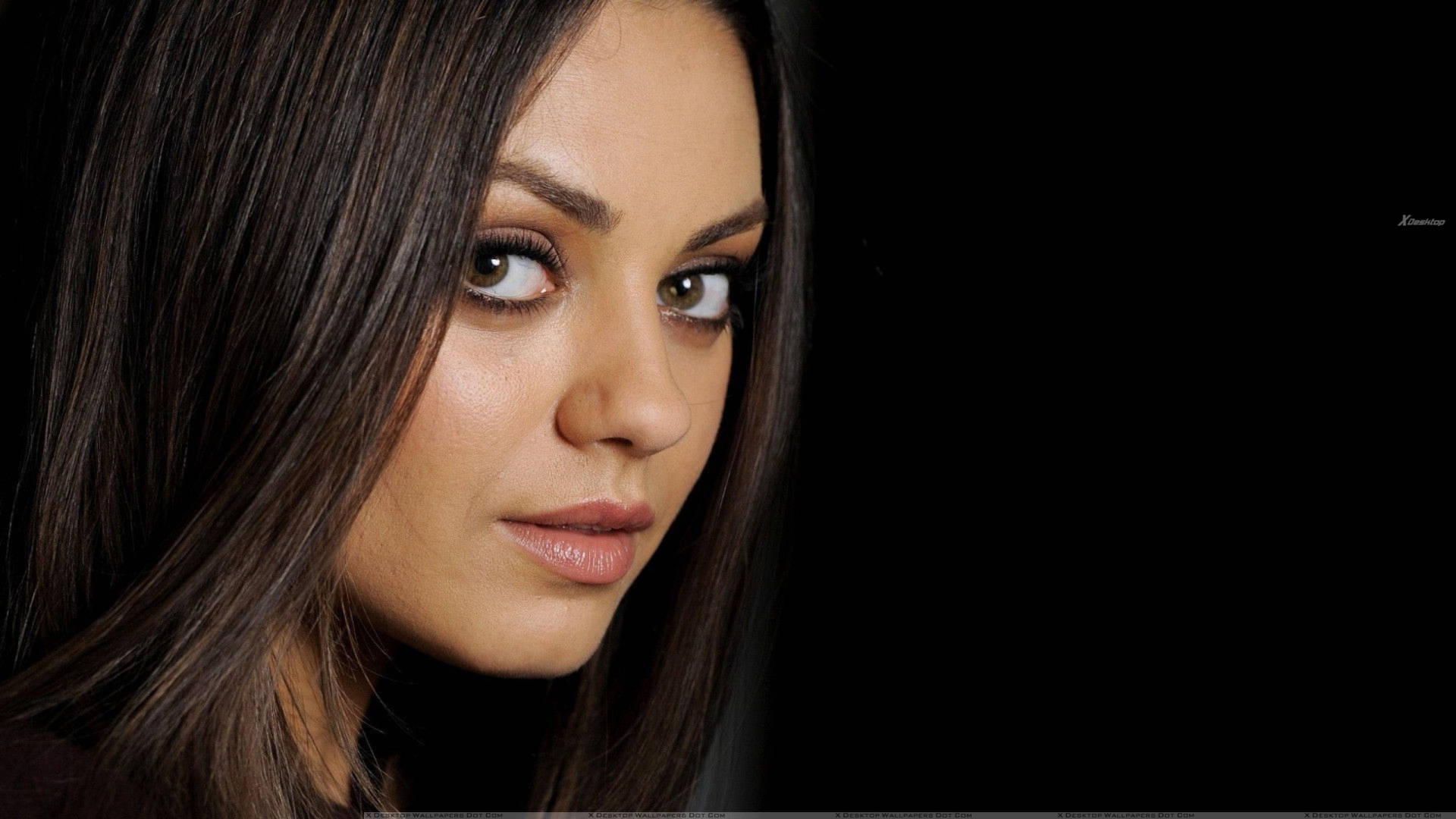 Mila Kunis, black, close-up portrait, Full HD Desktop Wallpaper