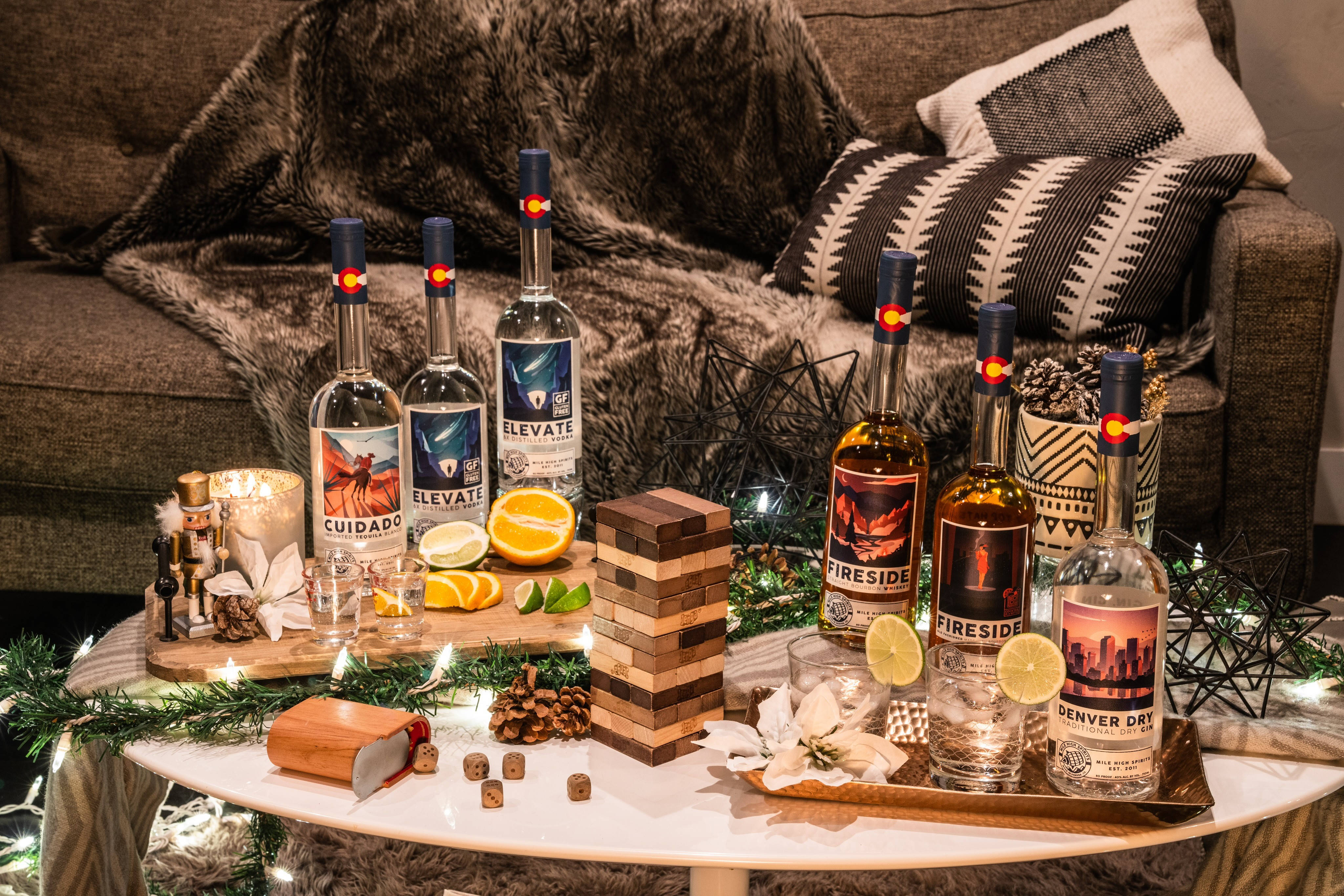 Mile High Spirits, coffee table, festive drinks, 4K Desktop Wallpaper