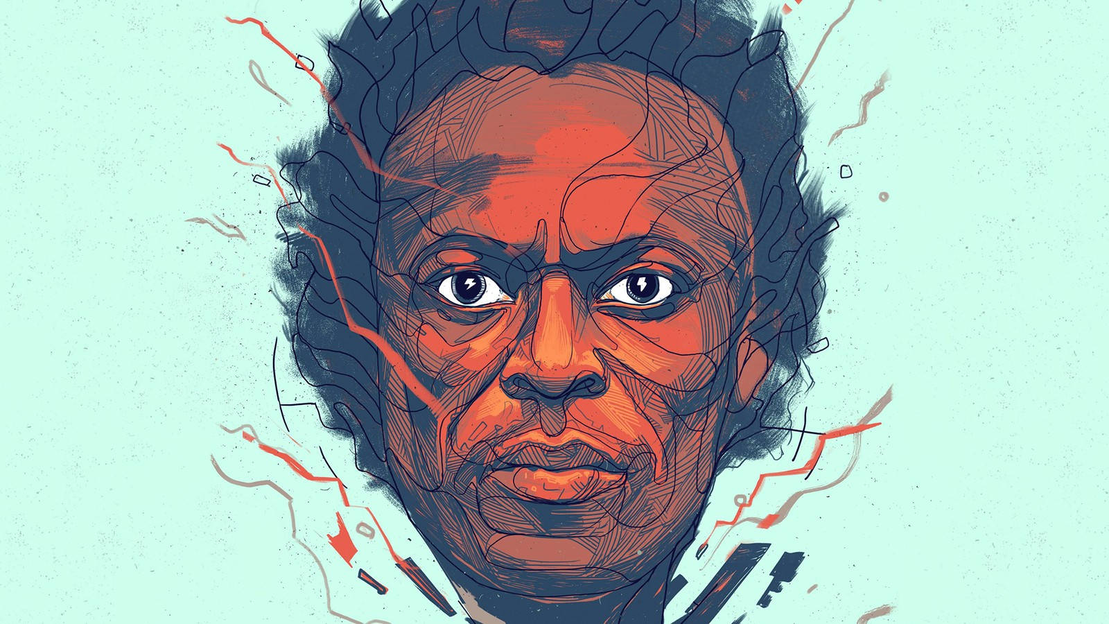 Miles Davis, intense eyes, fiery orange skin, HD Desktop Wallpaper