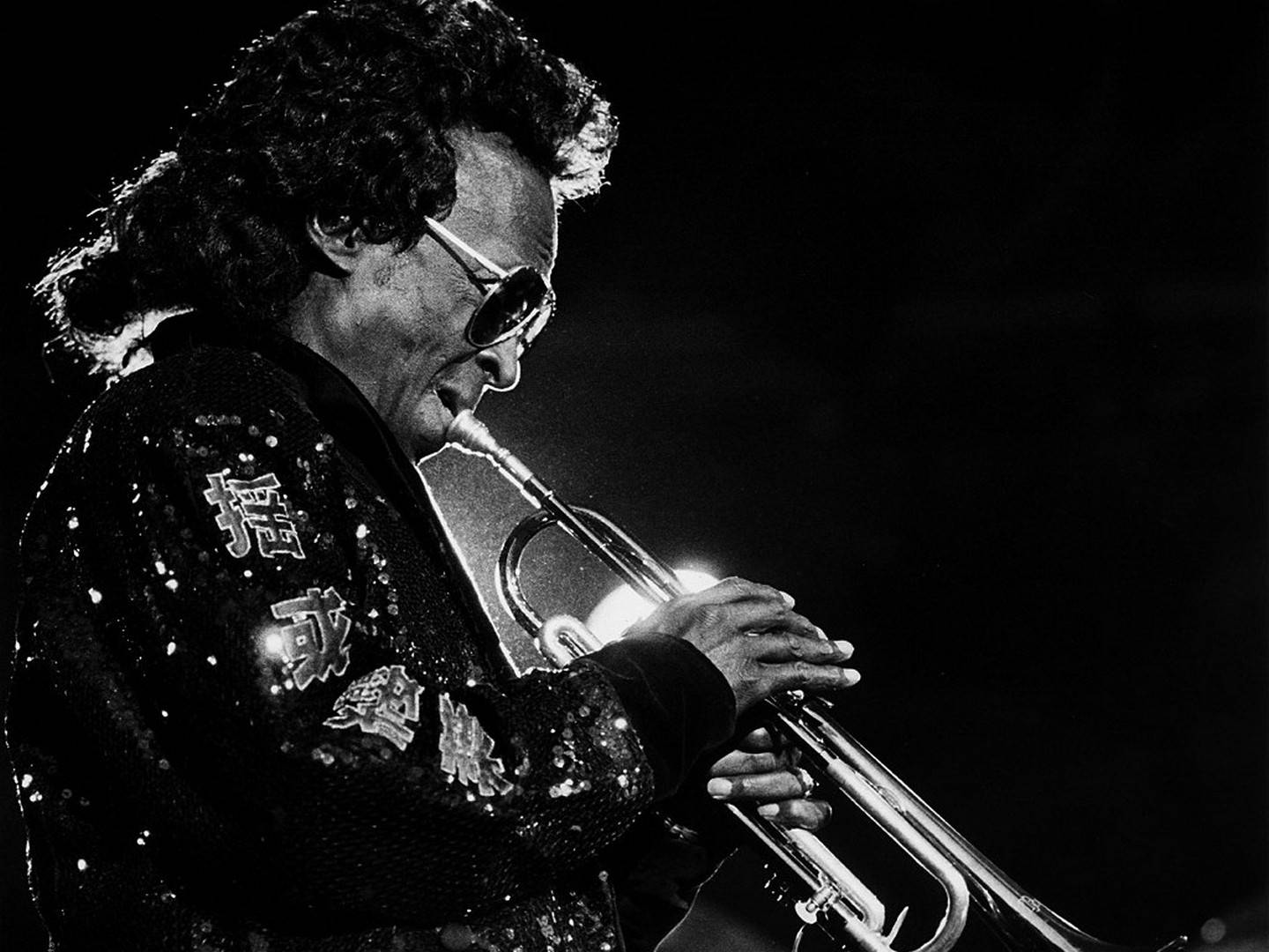 Miles Davis, trumpet, black and white photo, HD Desktop Wallpaper