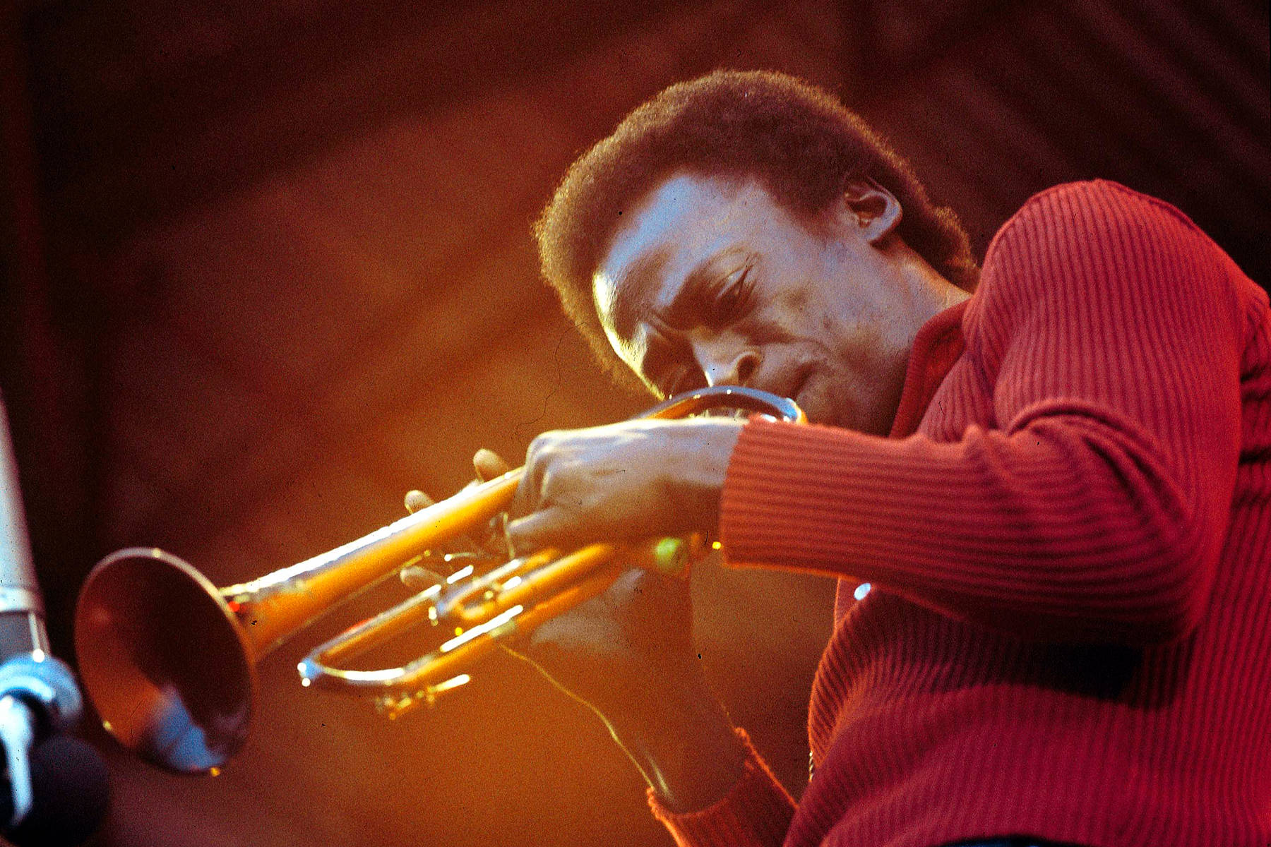 Miles Davis, jazz trumpeter, red sweater, HD Desktop Wallpaper