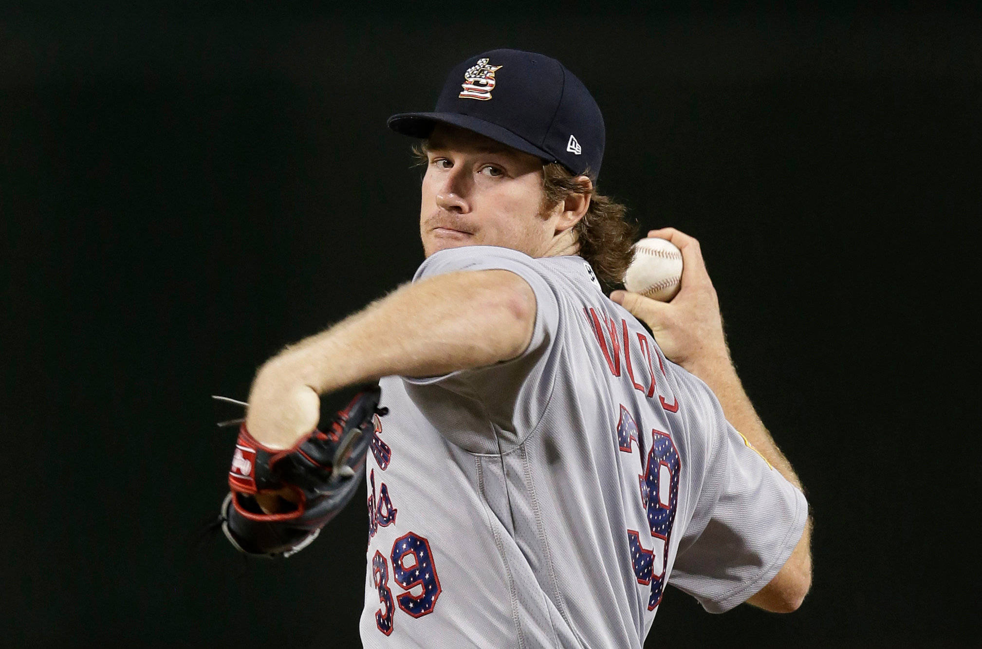 Miles Mikolas, baseball pitcher, mid-throw, Full HD Desktop Wallpaper