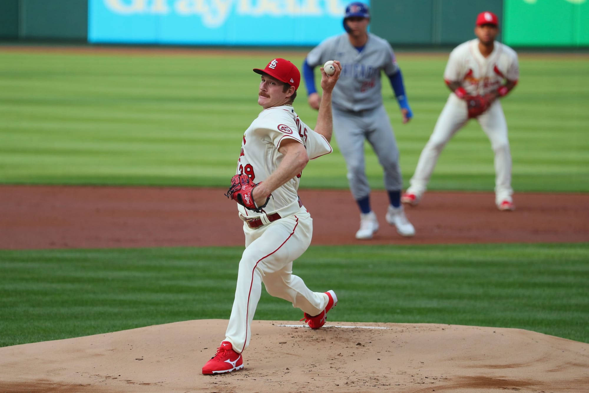 Miles Mikolas, red and white uniform, pitcher, Full HD Desktop Wallpaper