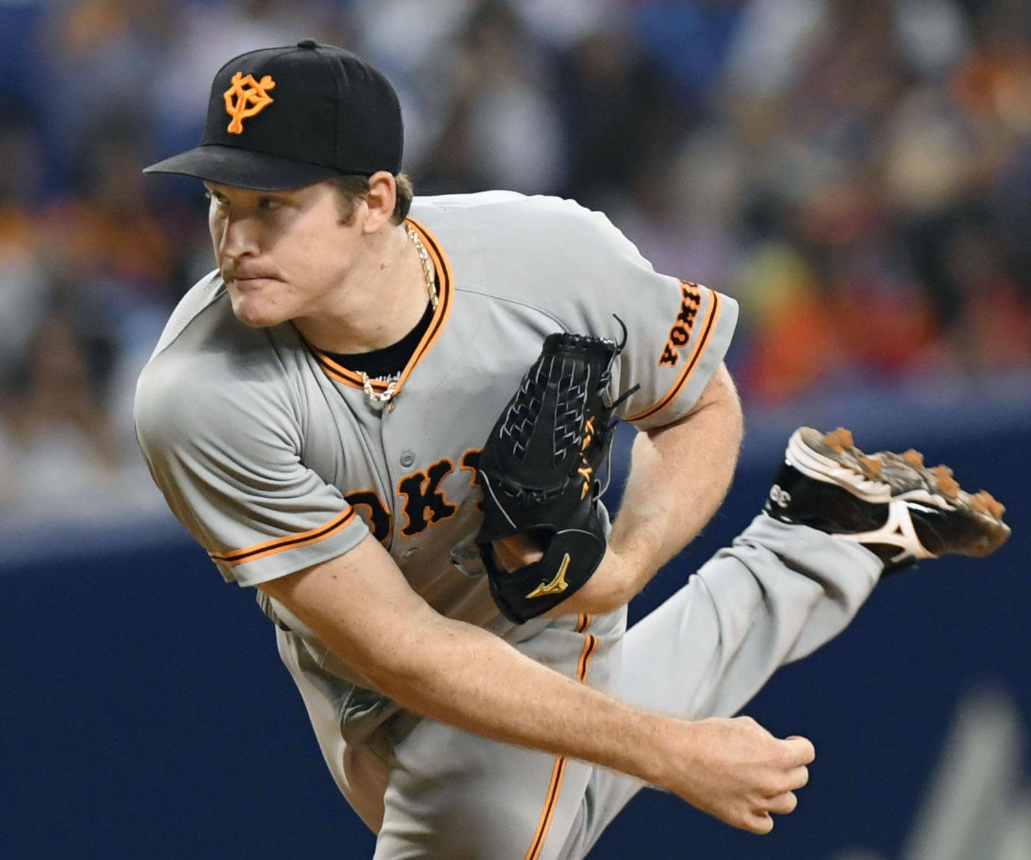 Miles Mikolas, gray and orange uniform, night game, HD Desktop Wallpaper