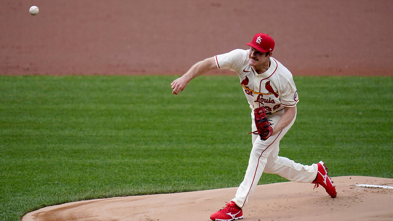 Miles Mikolas, baseball, red and white uniform, HD Desktop Wallpaper