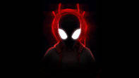 Miles Morales, red logo, glowing red silhouette, SD Desktop Wallpaper