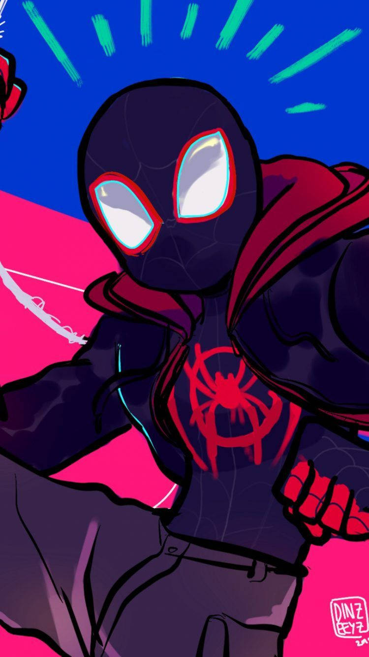 Miles Morales, anime-style Spider-Man, dark suit, HD Phone Wallpaper