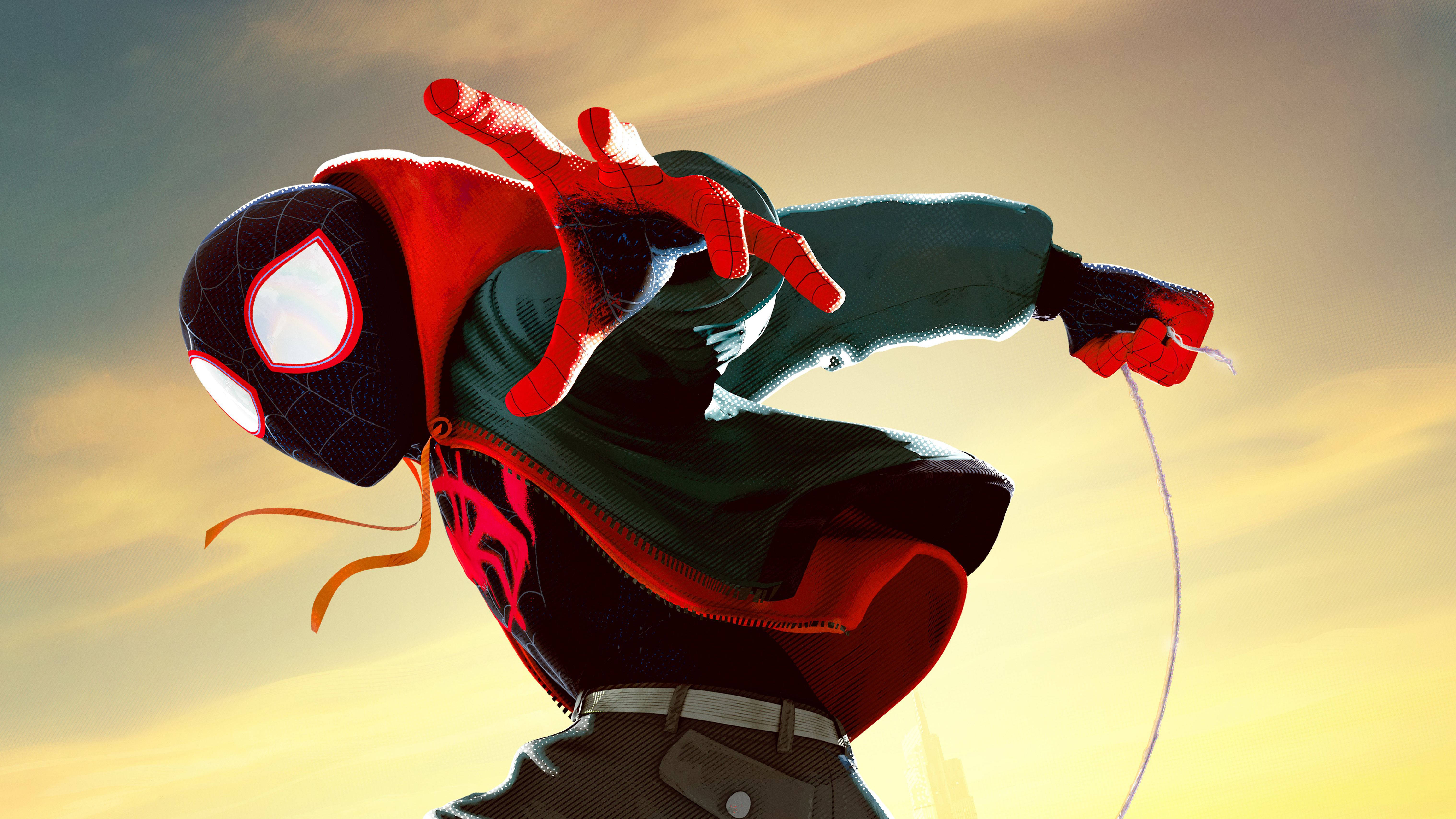 Miles Morales, golden sunset, skyline, 5K Desktop Wallpaper