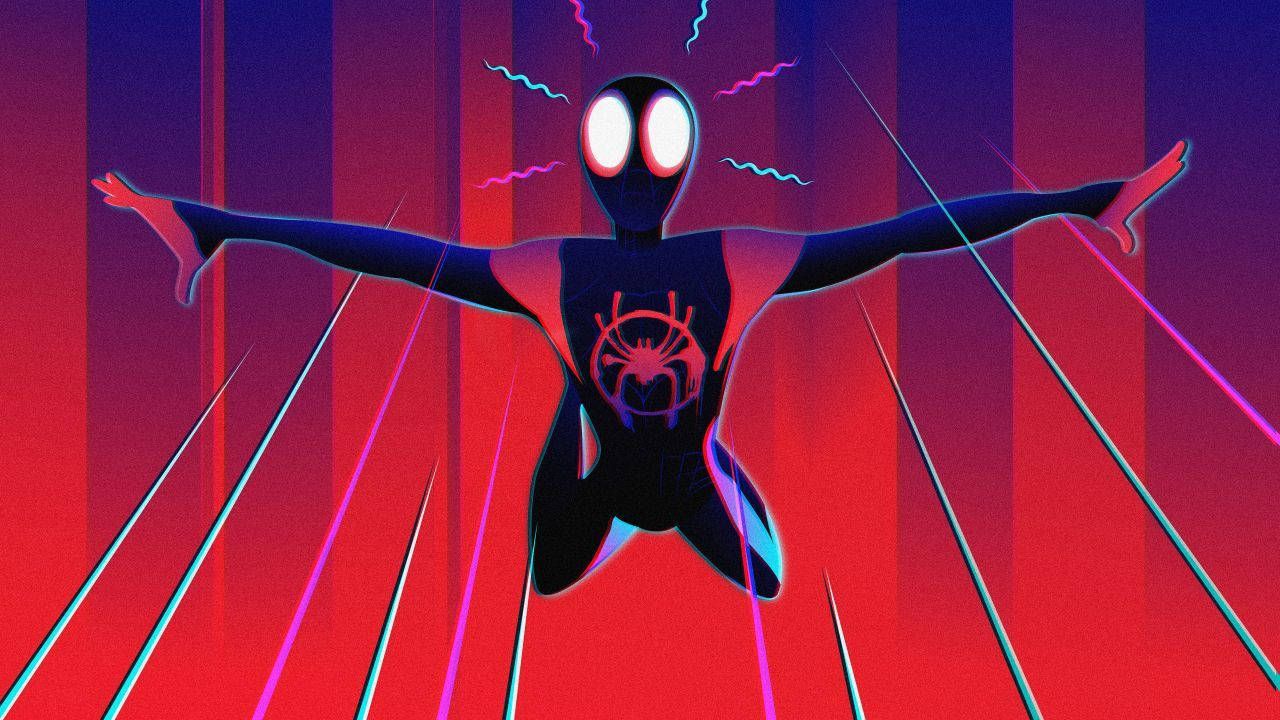 Miles Morales, red stripes, glowing eyes, HD Desktop Wallpaper