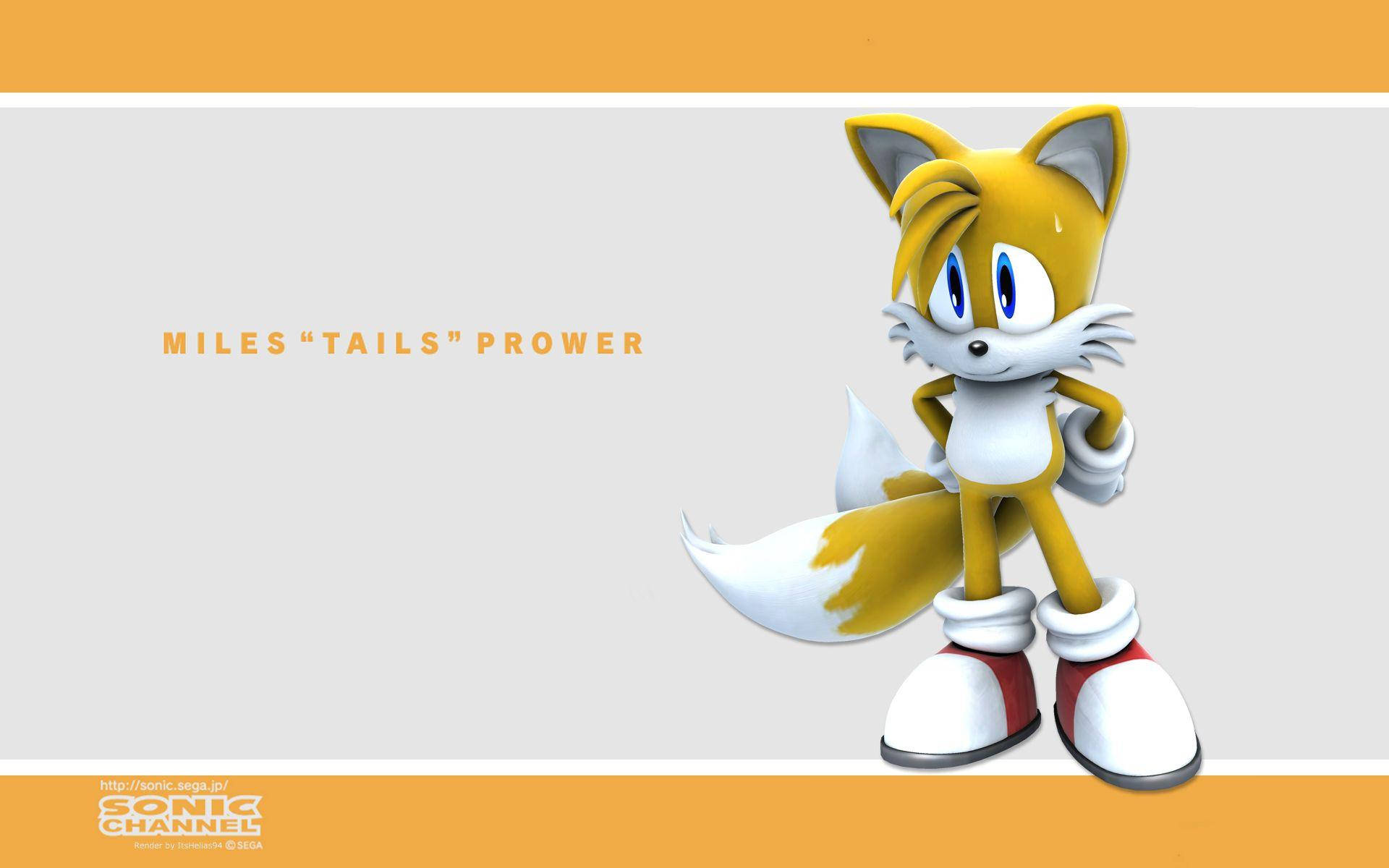 Miles Prower, two-tailed fox, orange and gray background, Full HD Desktop Wallpaper