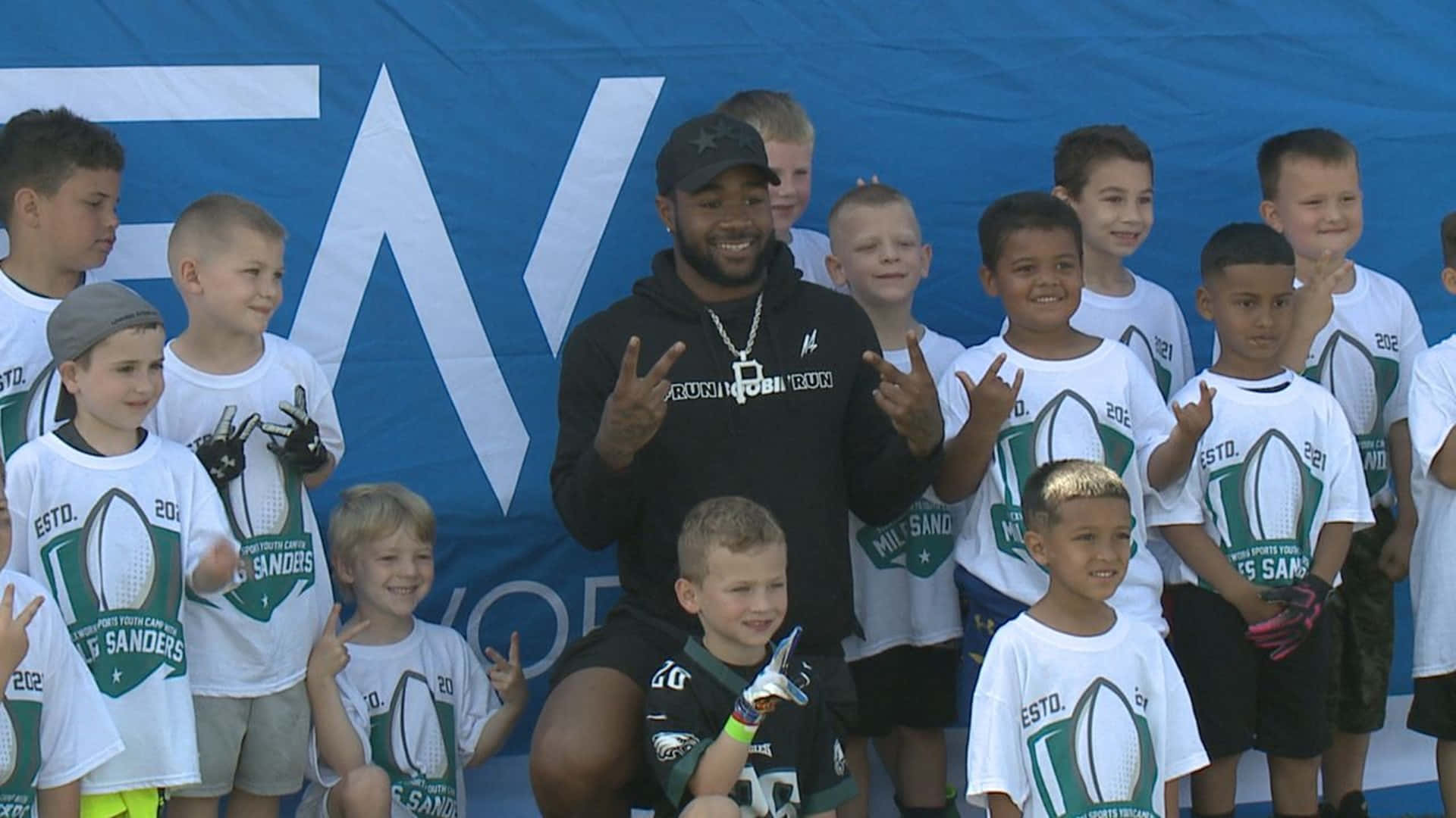Miles Sanders, black hoodie, white jerseys, Full HD Desktop Wallpaper