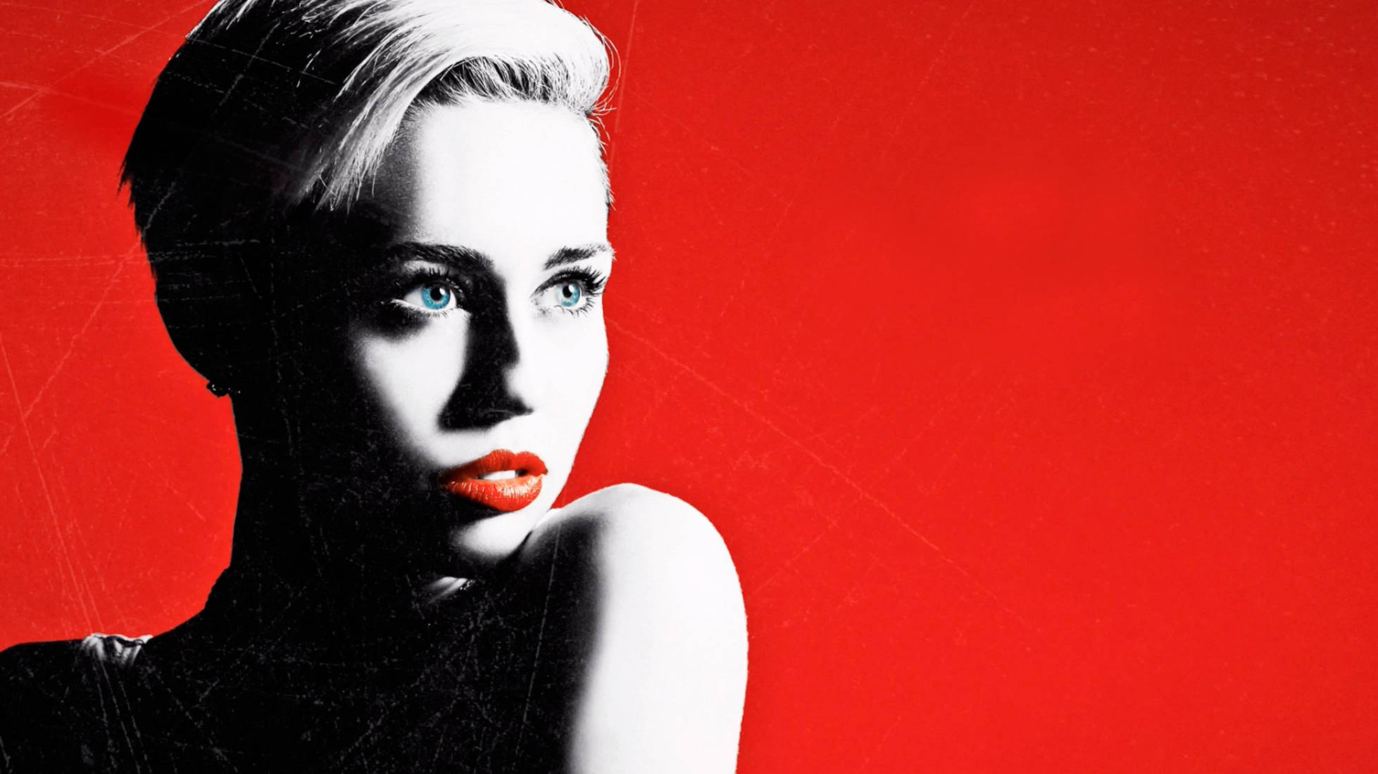 Miley Cyrus, red, short blonde hair, Full HD Desktop Wallpaper