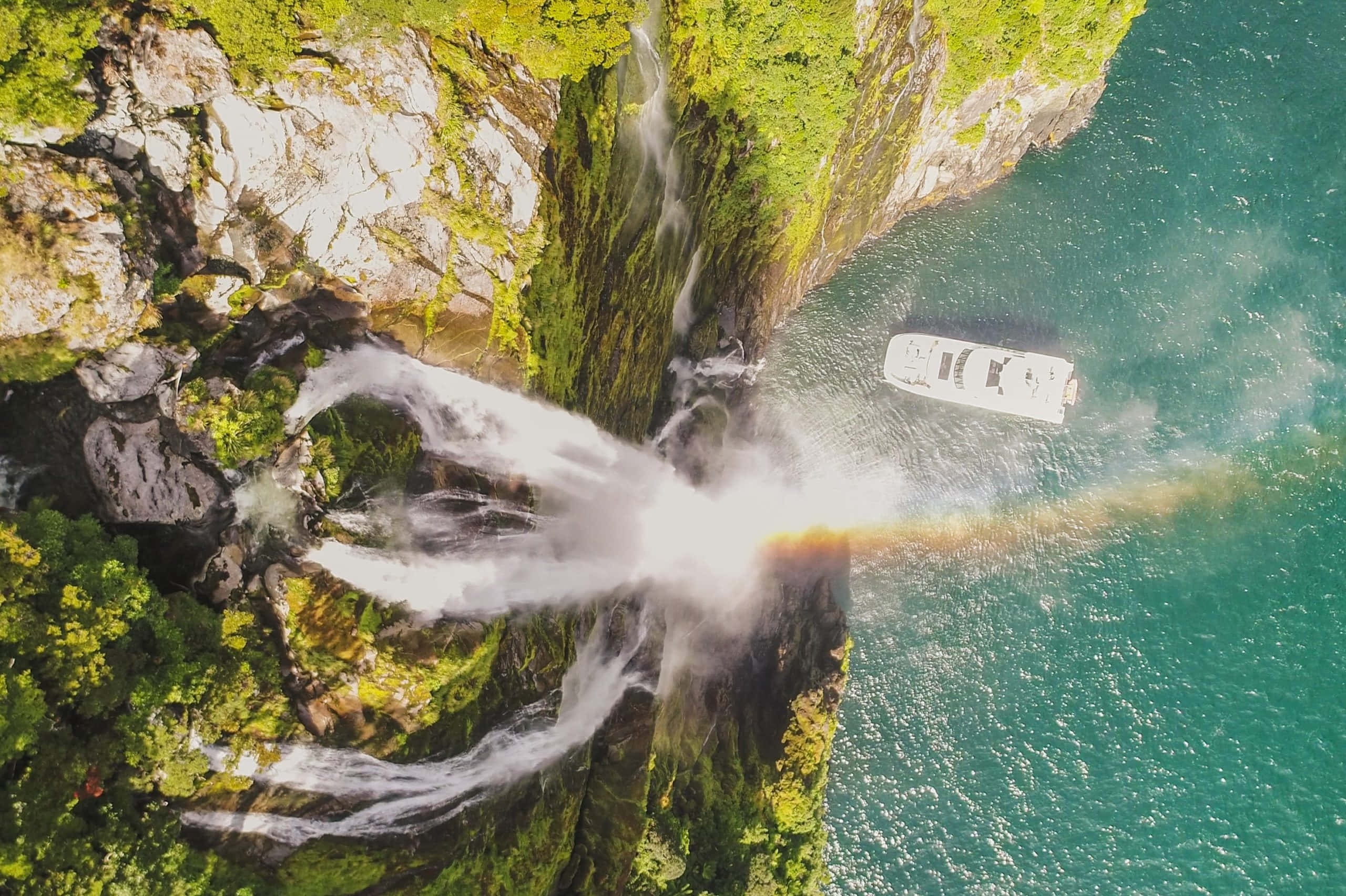 Milford Sound, aerial view, turquoise sea, 2K Desktop Wallpaper