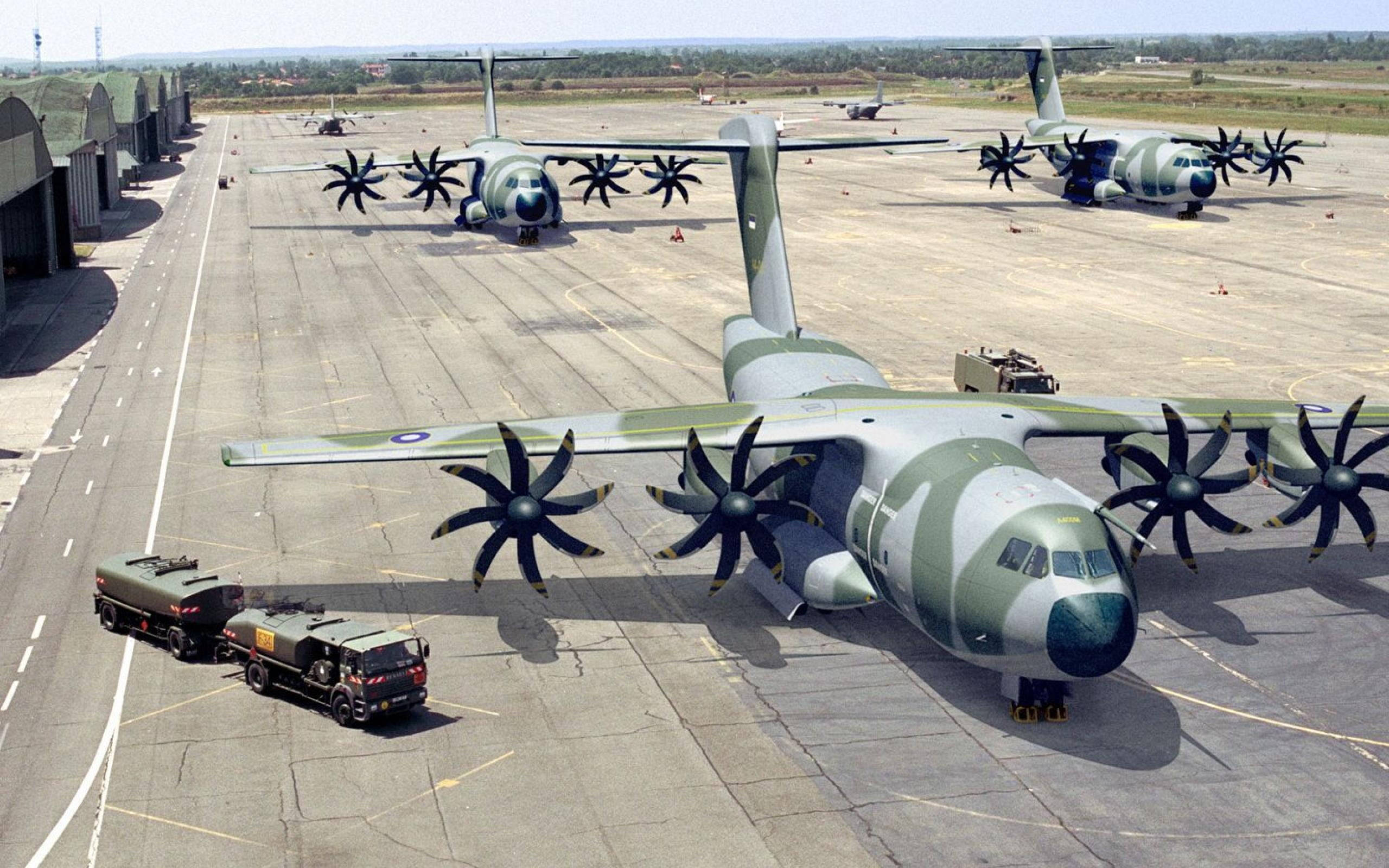 three transport military aircraft, large military transport planes, propellers, 2K Desktop Wallpaper