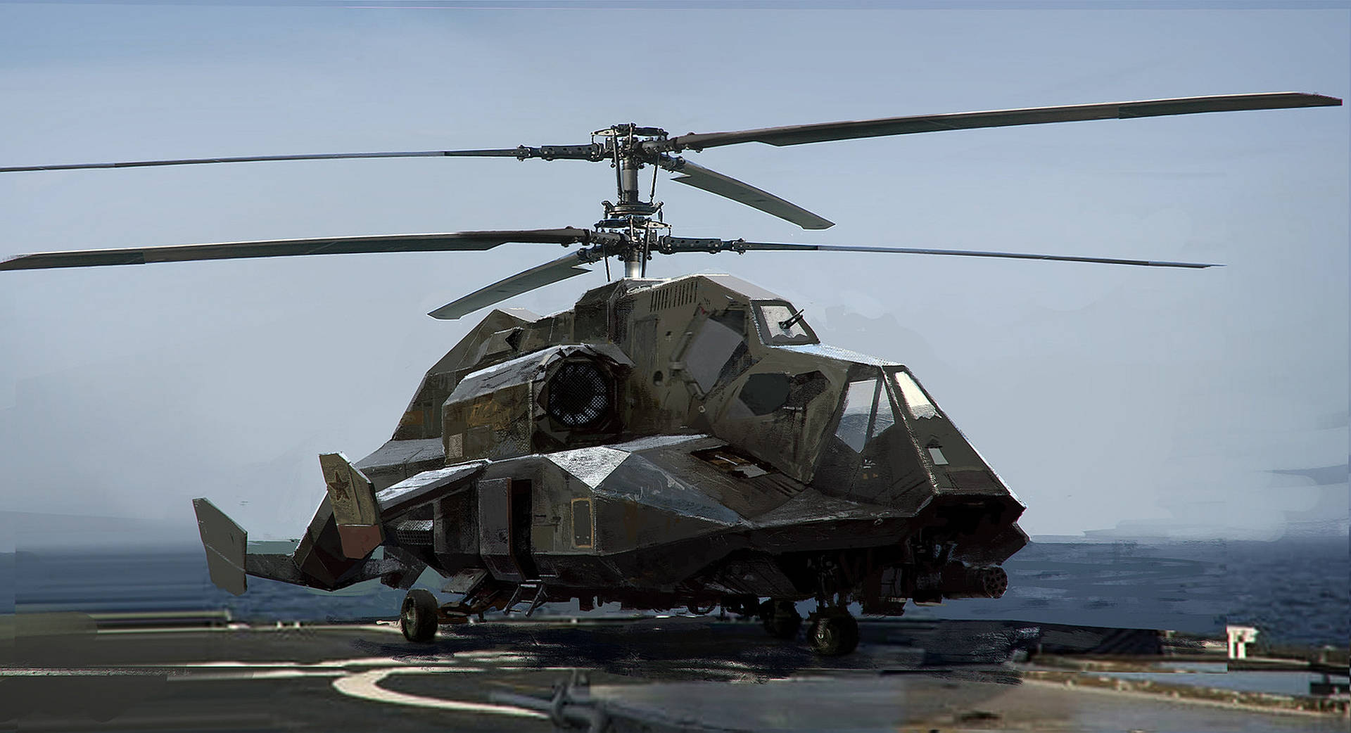 military helicopter, twin rotors, aircraft carrier deck, Full HD Desktop Wallpaper