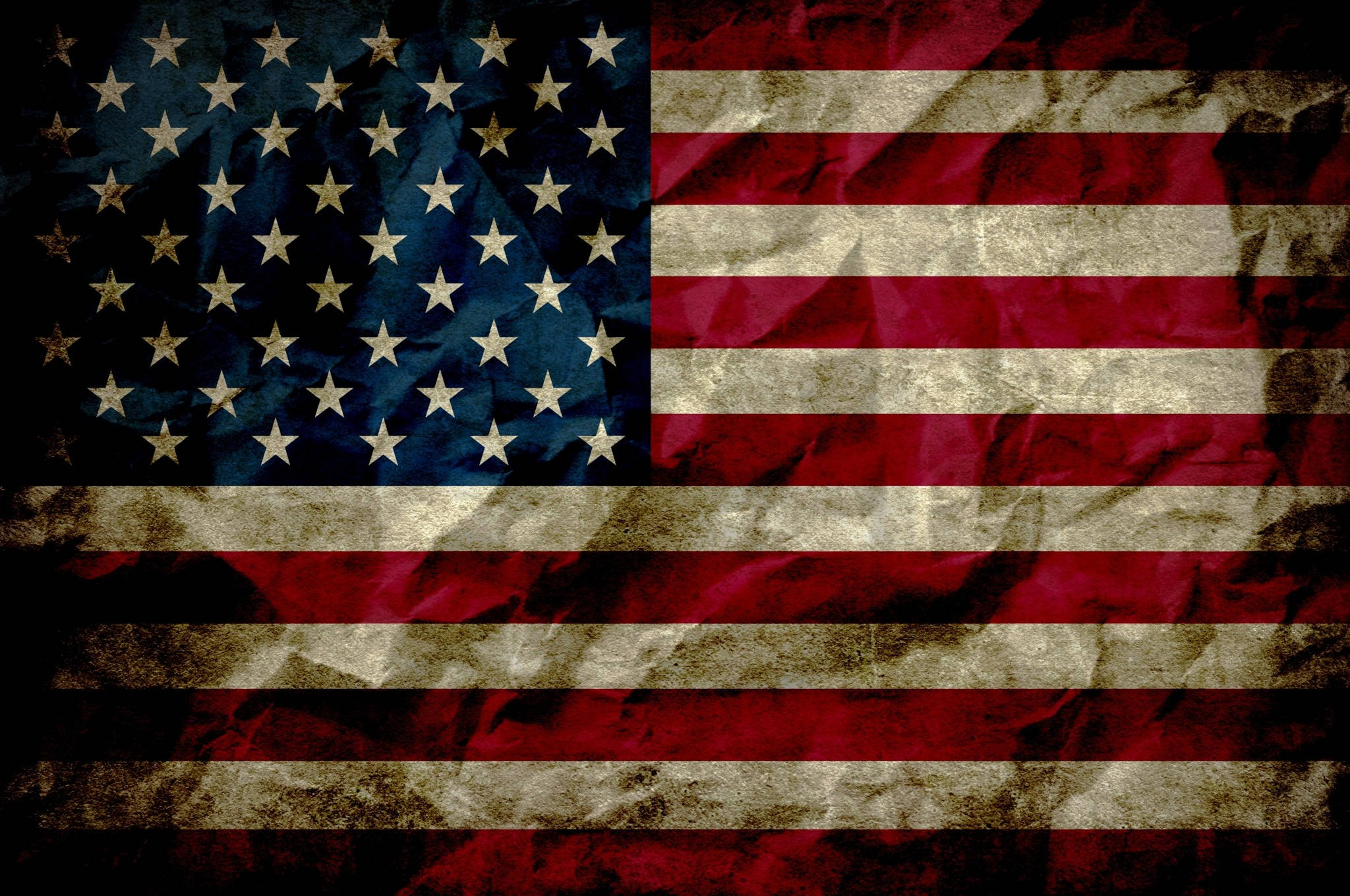 American flag, red white and blue, creases, Full HD Desktop Wallpaper