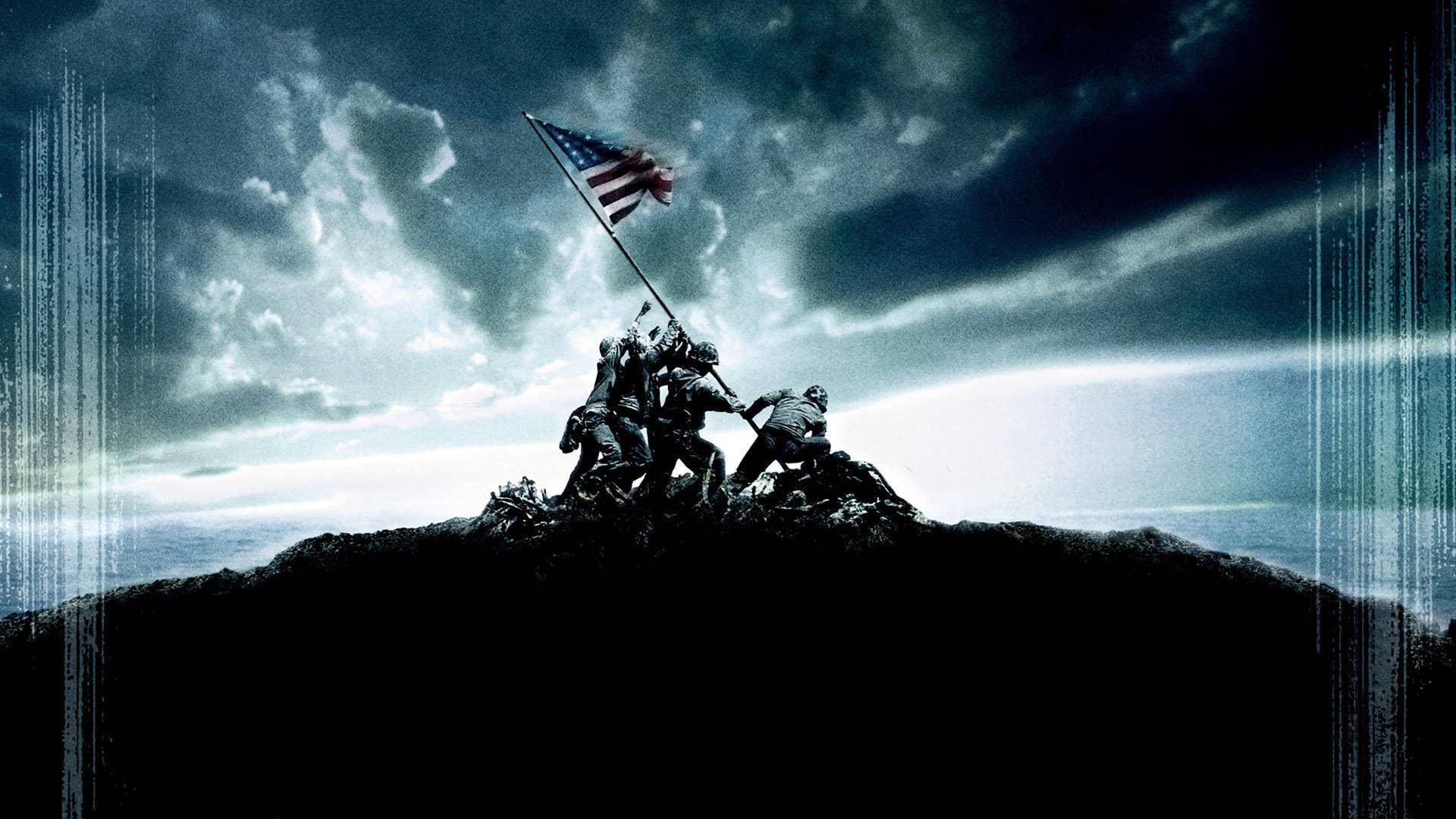 American Military Flag, dark hill, stormy sky, Full HD Desktop Wallpaper