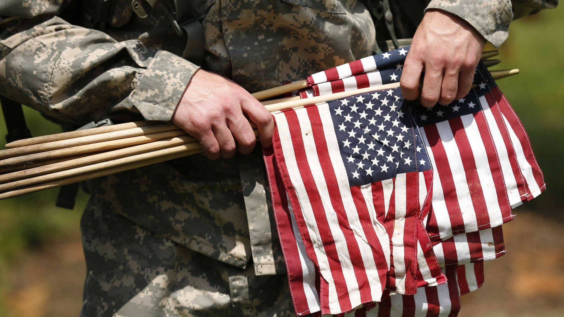 soldier, American flag, camouflage uniform, Full HD Desktop Wallpaper