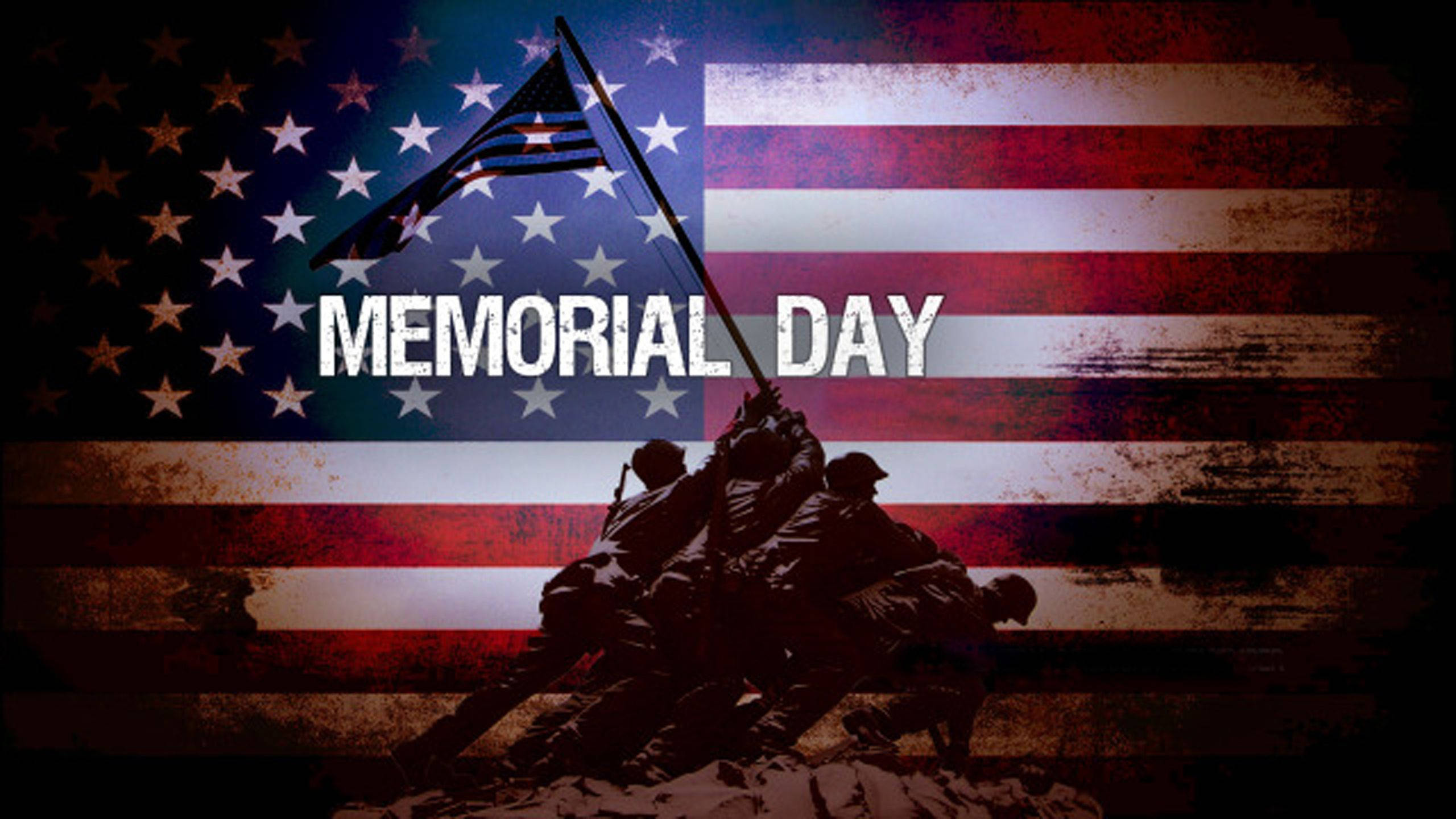 Memorial Day, American flag, silhouetted soldiers, 2K Desktop Wallpaper