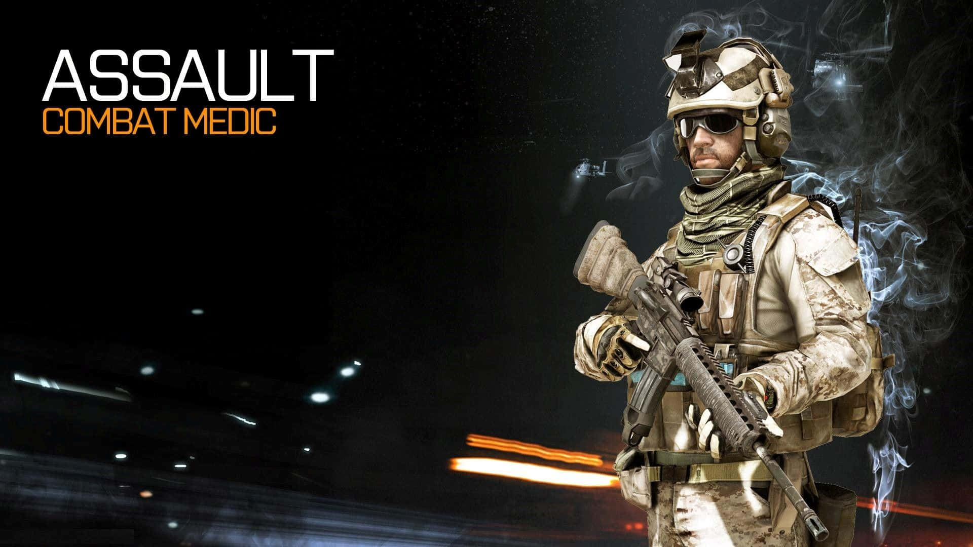 combat medic, desert camouflage, rifle, Full HD Desktop Wallpaper