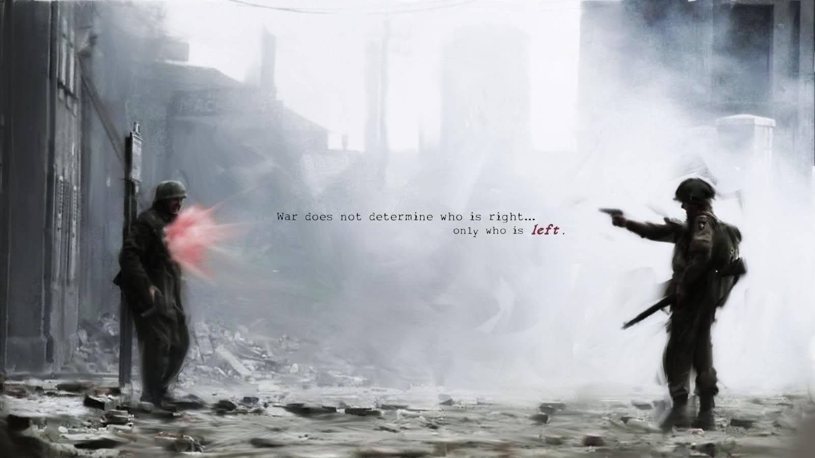 military, soldiers, smoky ruined city street, HD Desktop Wallpaper