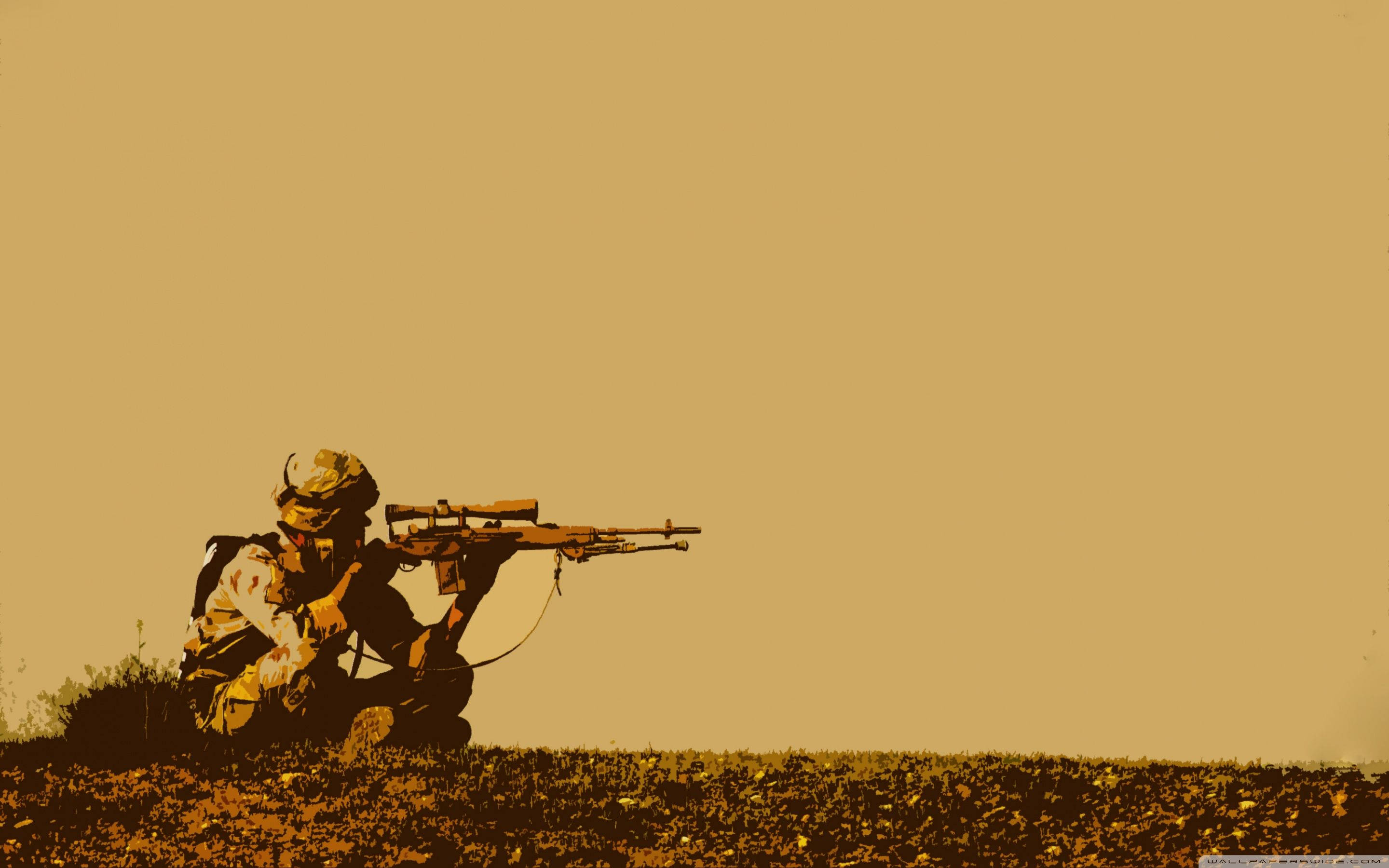 camouflage, soldier, sniper rifle, 2K Desktop Wallpaper