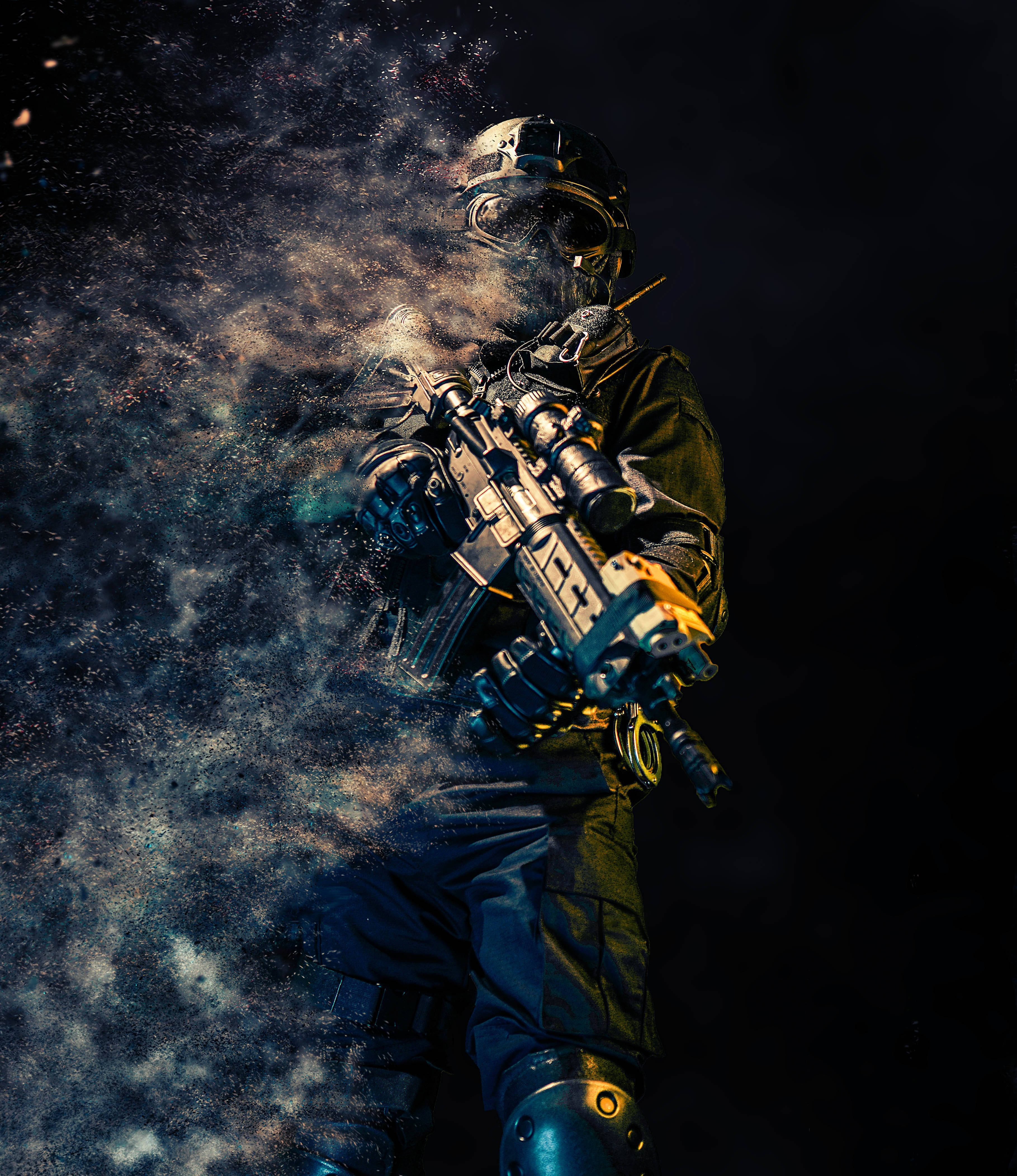 soldier, tactical gear, rifle, 4K Phone Wallpaper