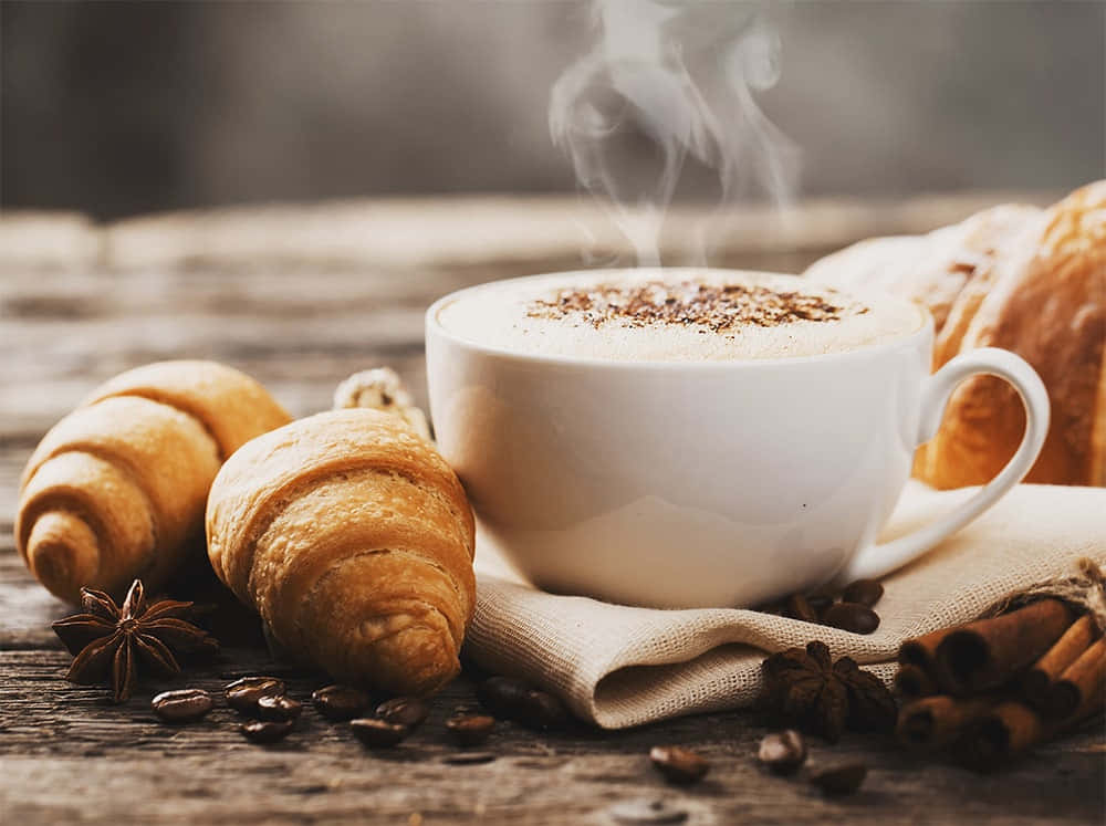 Milk And Coffee, steaming cup of coffee, cinnamon, SD Desktop Wallpaper